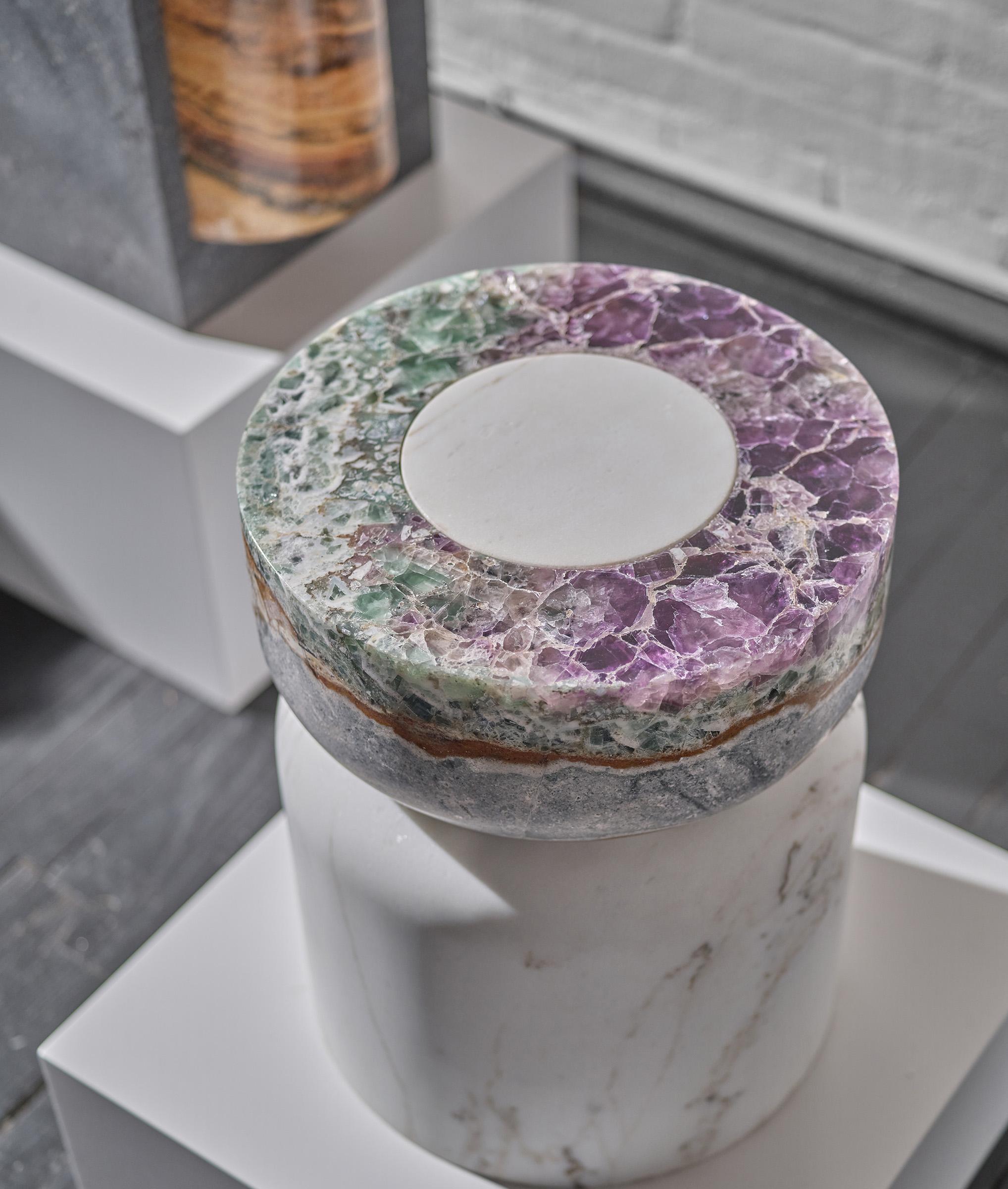 Tabouret/table en marbre IV à abat-jour volcanique de Sten Studio, REP de Tuleste Factory en vente 3