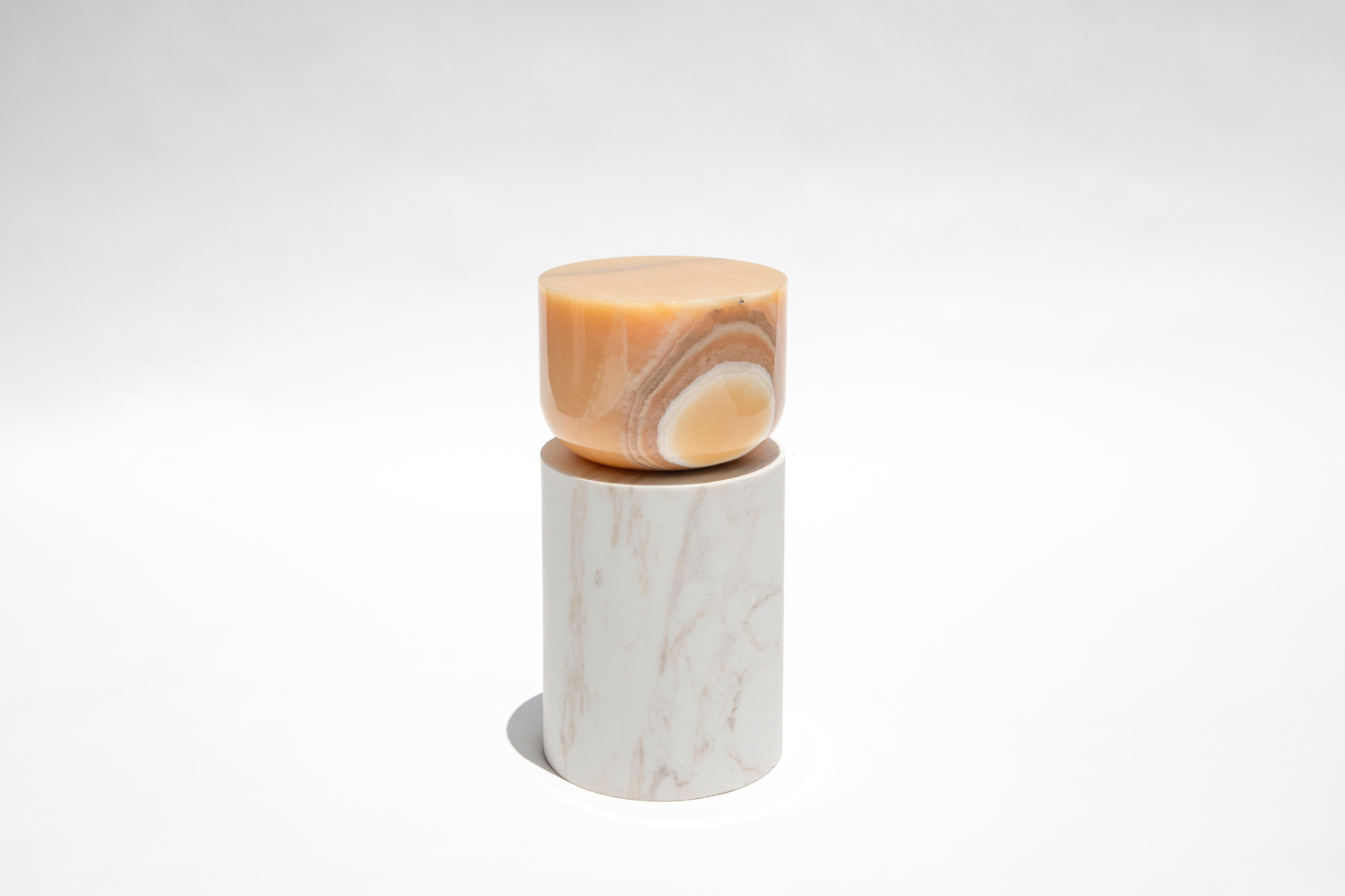 Mexican Volcanic Shade of Marble V Stool/Table by Sten Studio, REP by Tuleste Factory