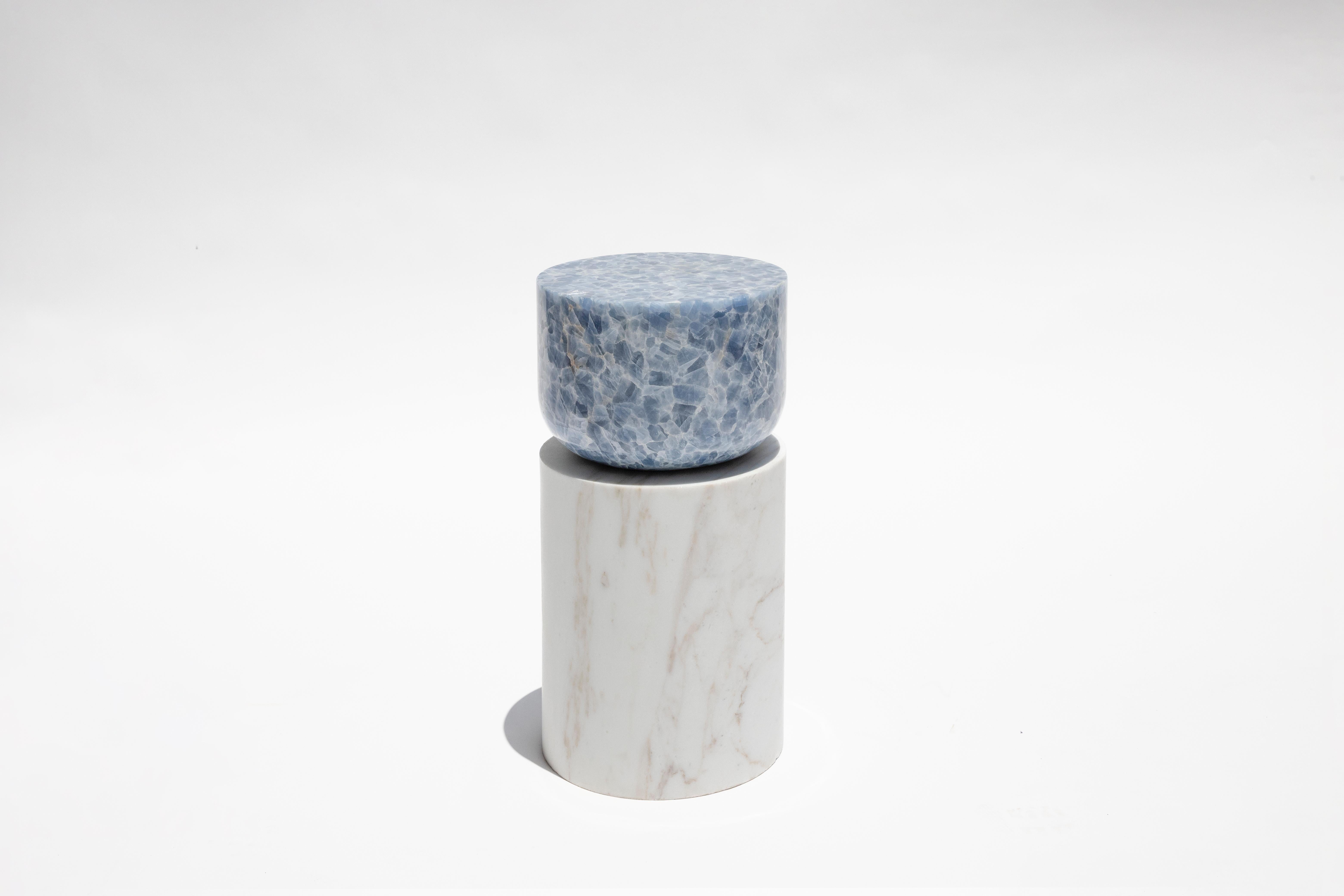 Mexican Volcanic Shade of Marble V Stool/Table by Sten Studio, REP by Tuleste Factory For Sale
