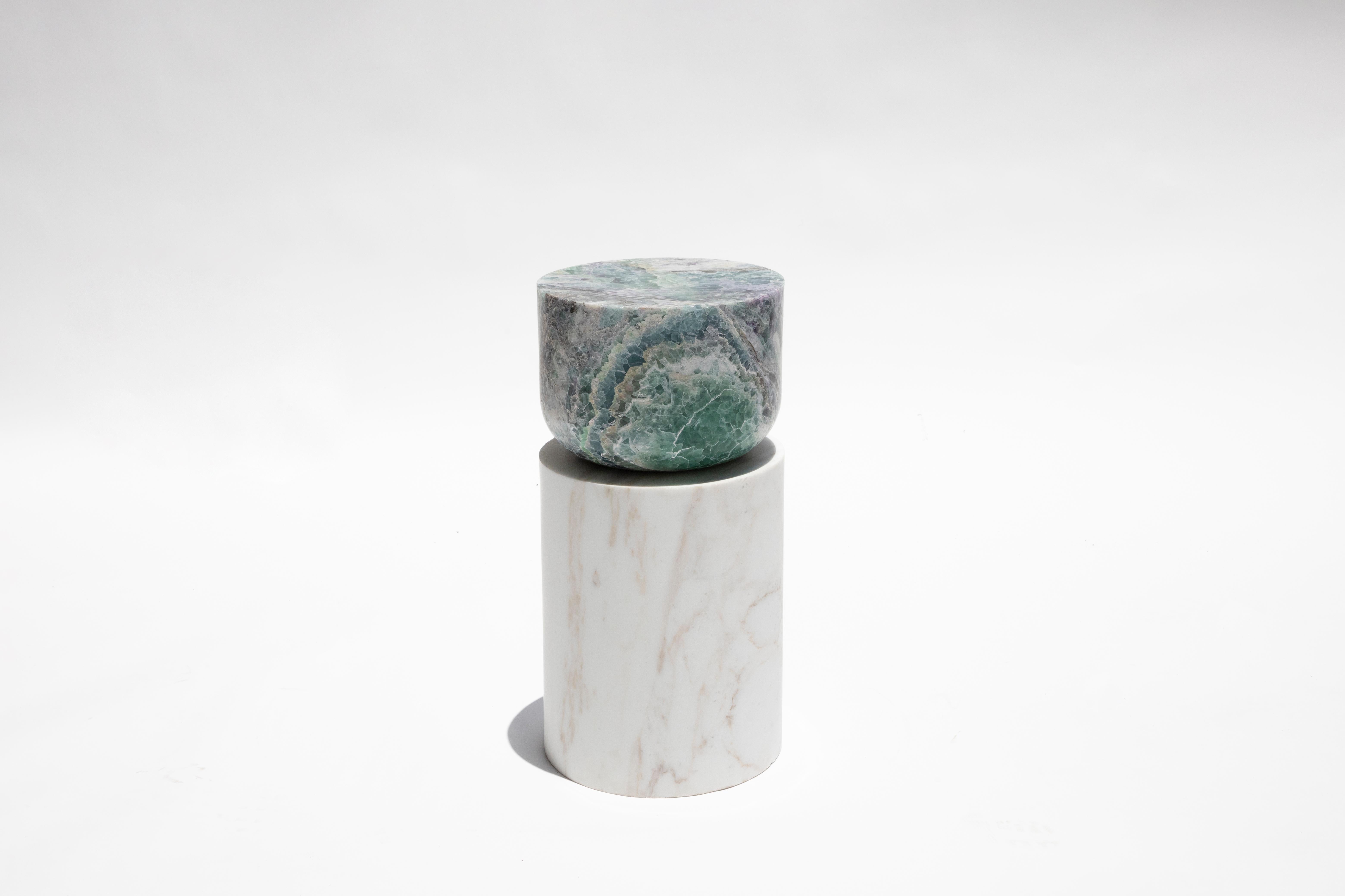 Contemporary Volcanic Shade of Marble V Stool/Table by Sten Studio, REP by Tuleste Factory For Sale