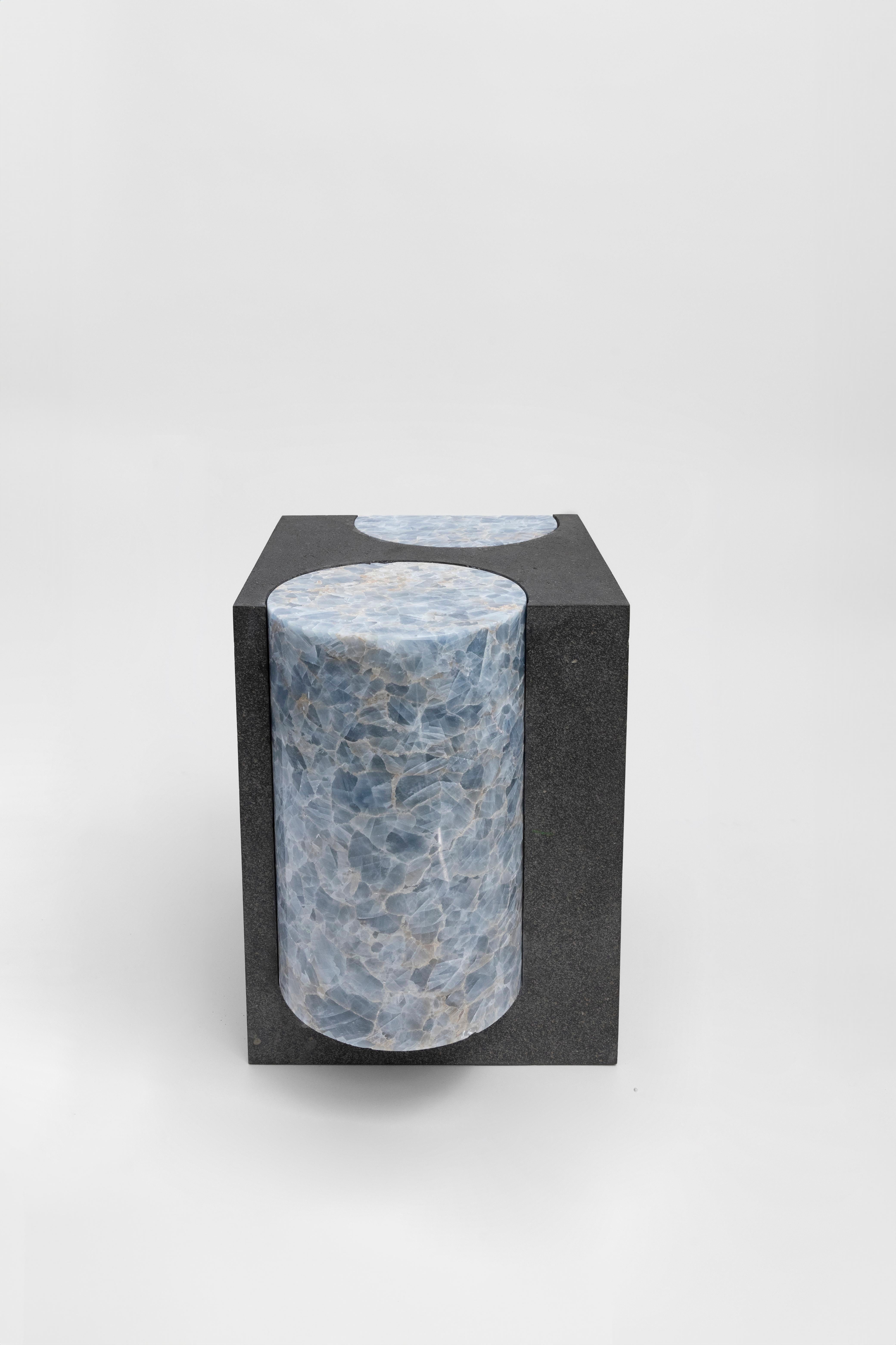 Stone Volcanic Shades I - Sten Studio - Lava stone and blue calcite For Sale