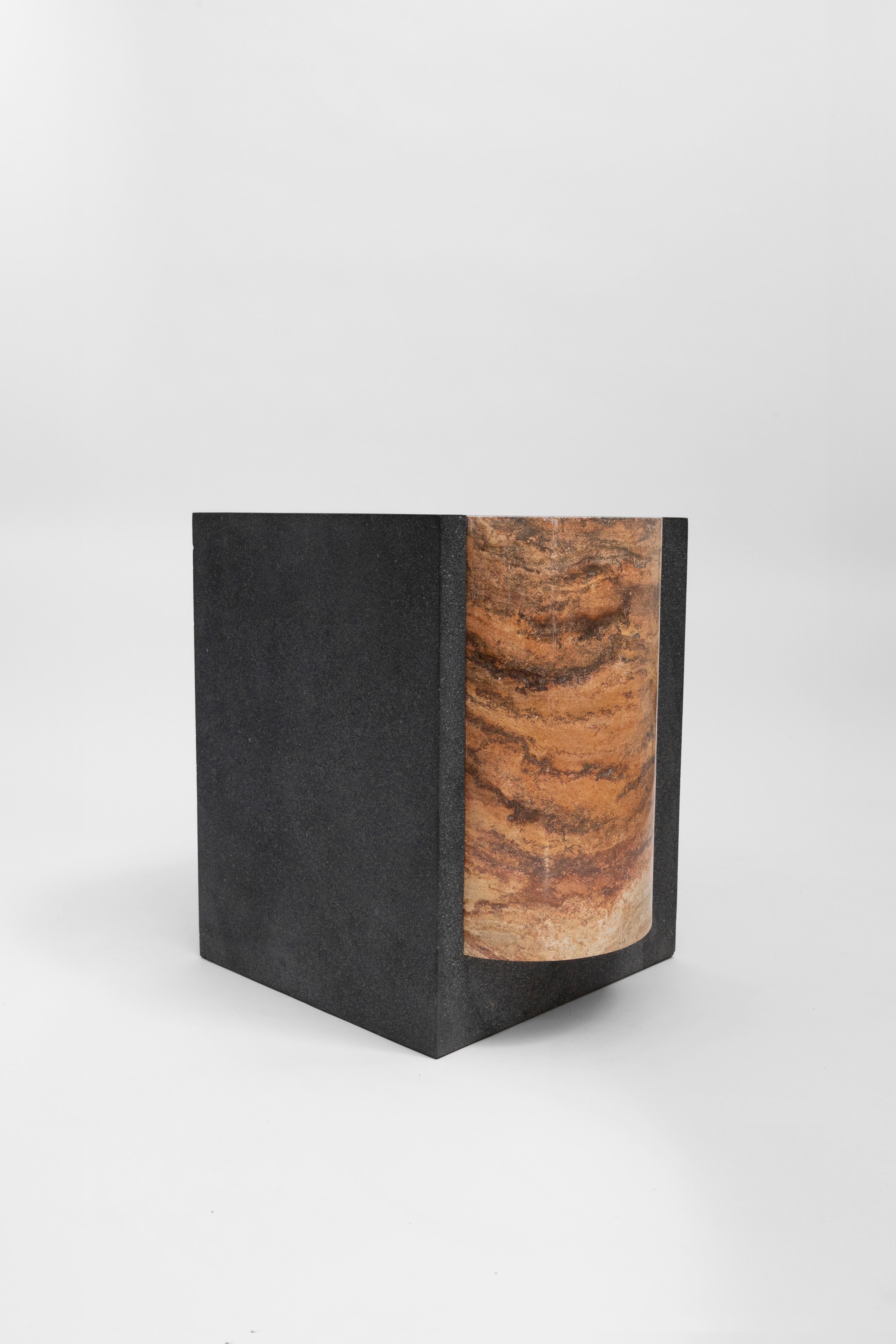 Volcanic Shades I - Sten Studio - Lava stone and red travertine For Sale 1