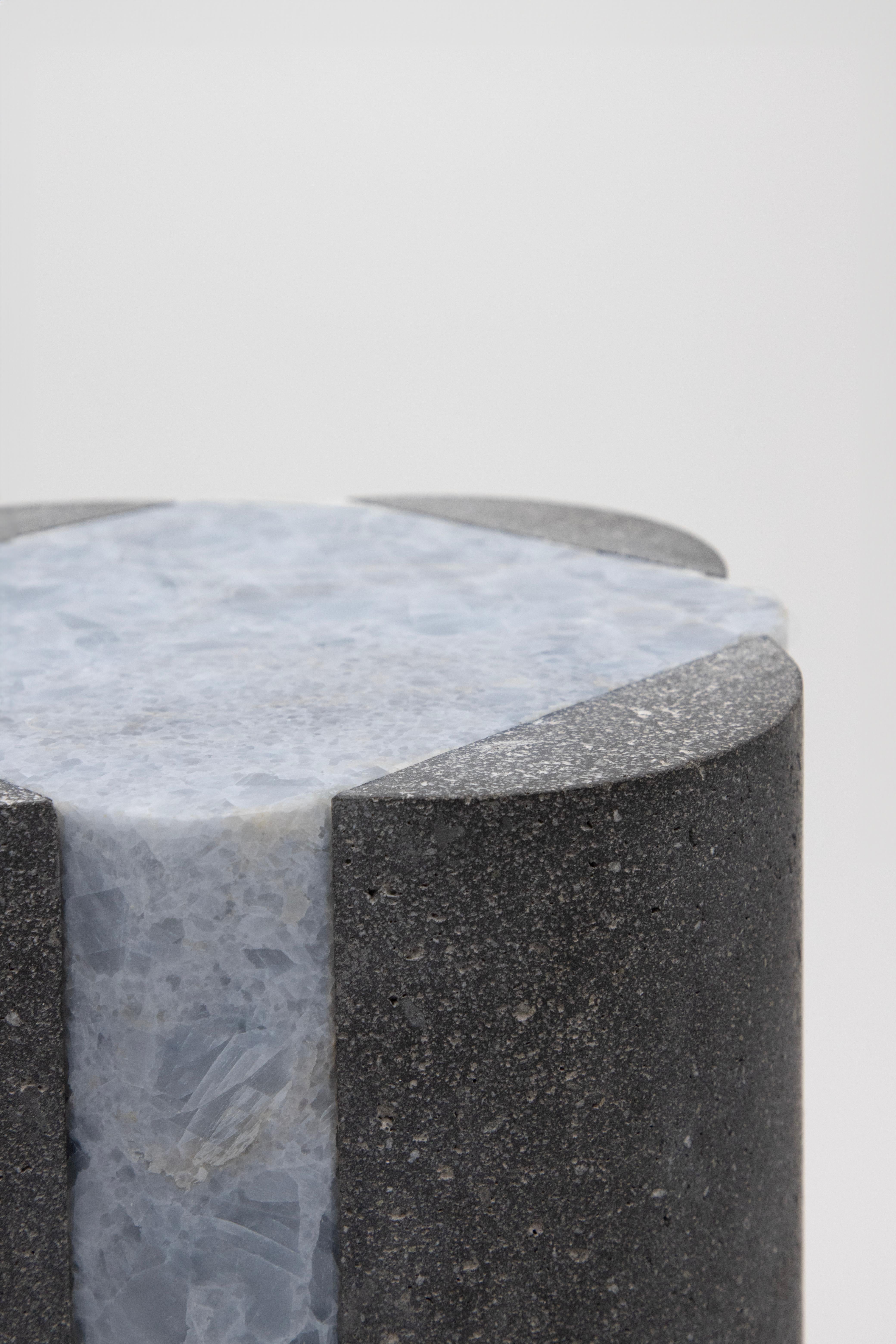 Stone Volcanic Shades II - Sten Studio - Lava stone and blue calcite For Sale
