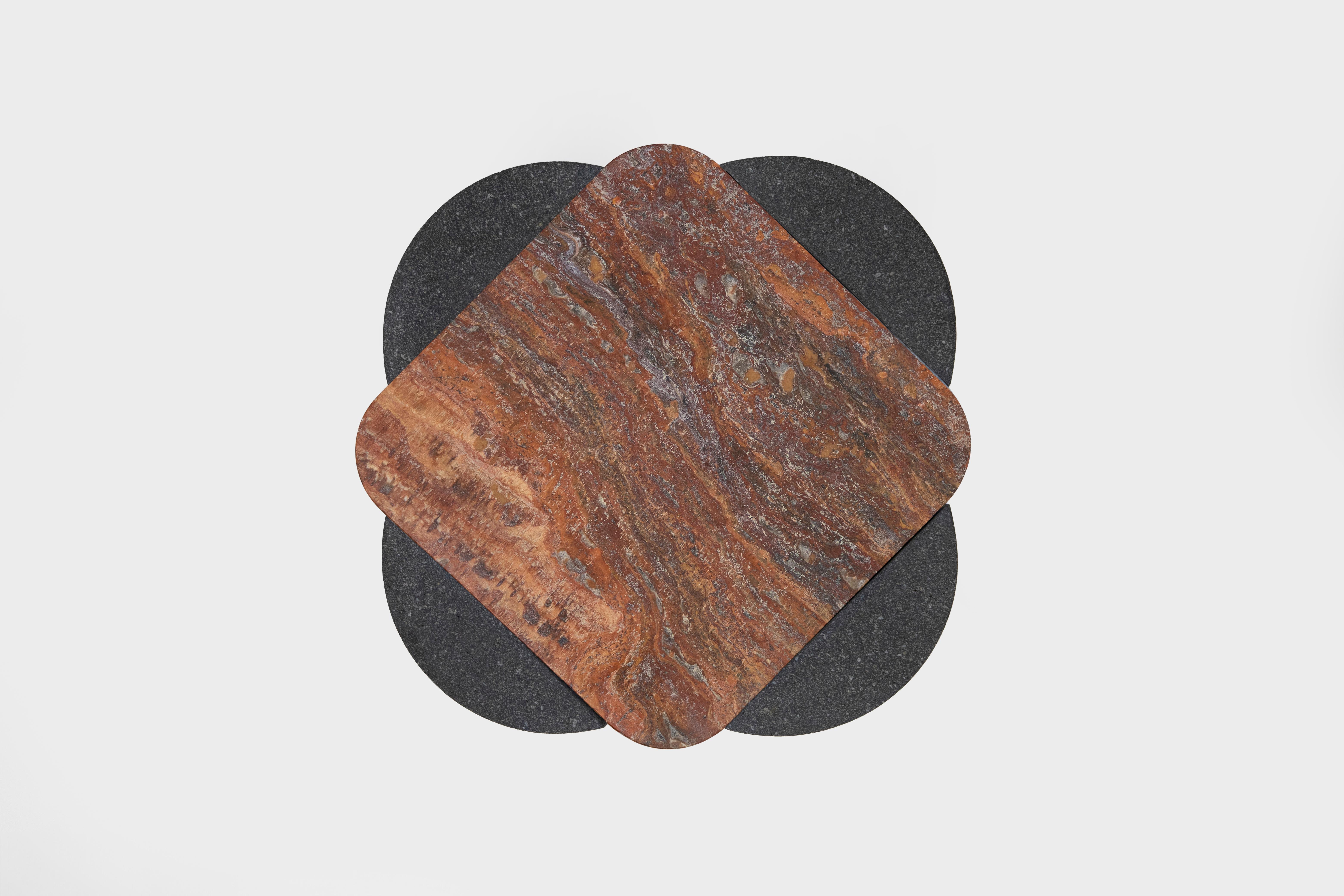 Mexican Volcanic Shades II - Sten Studio - Lava stone and red travertine For Sale