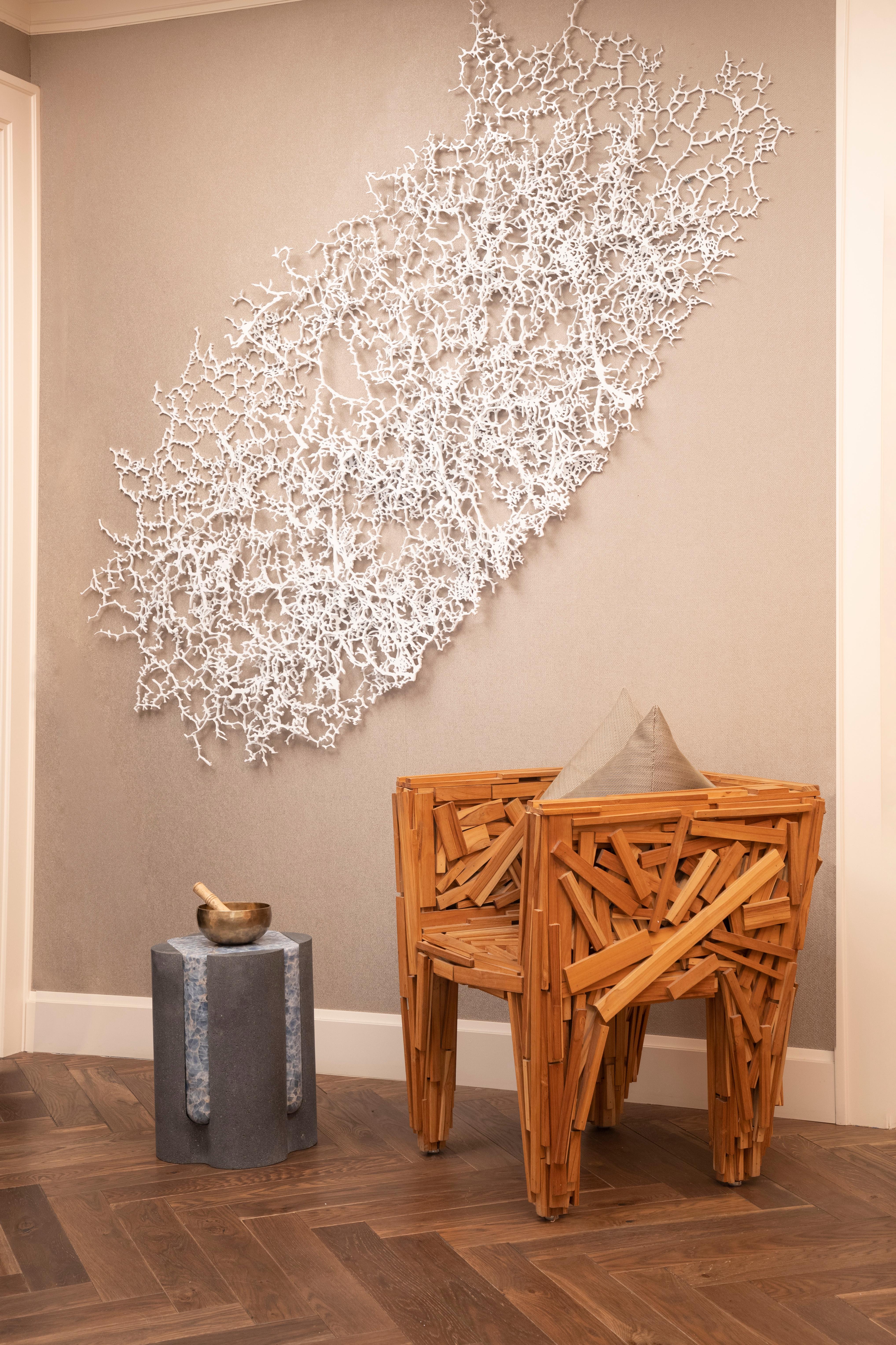 Contemporary Volcanic Shades II - Sten Studio - Lava stone and red travertine For Sale