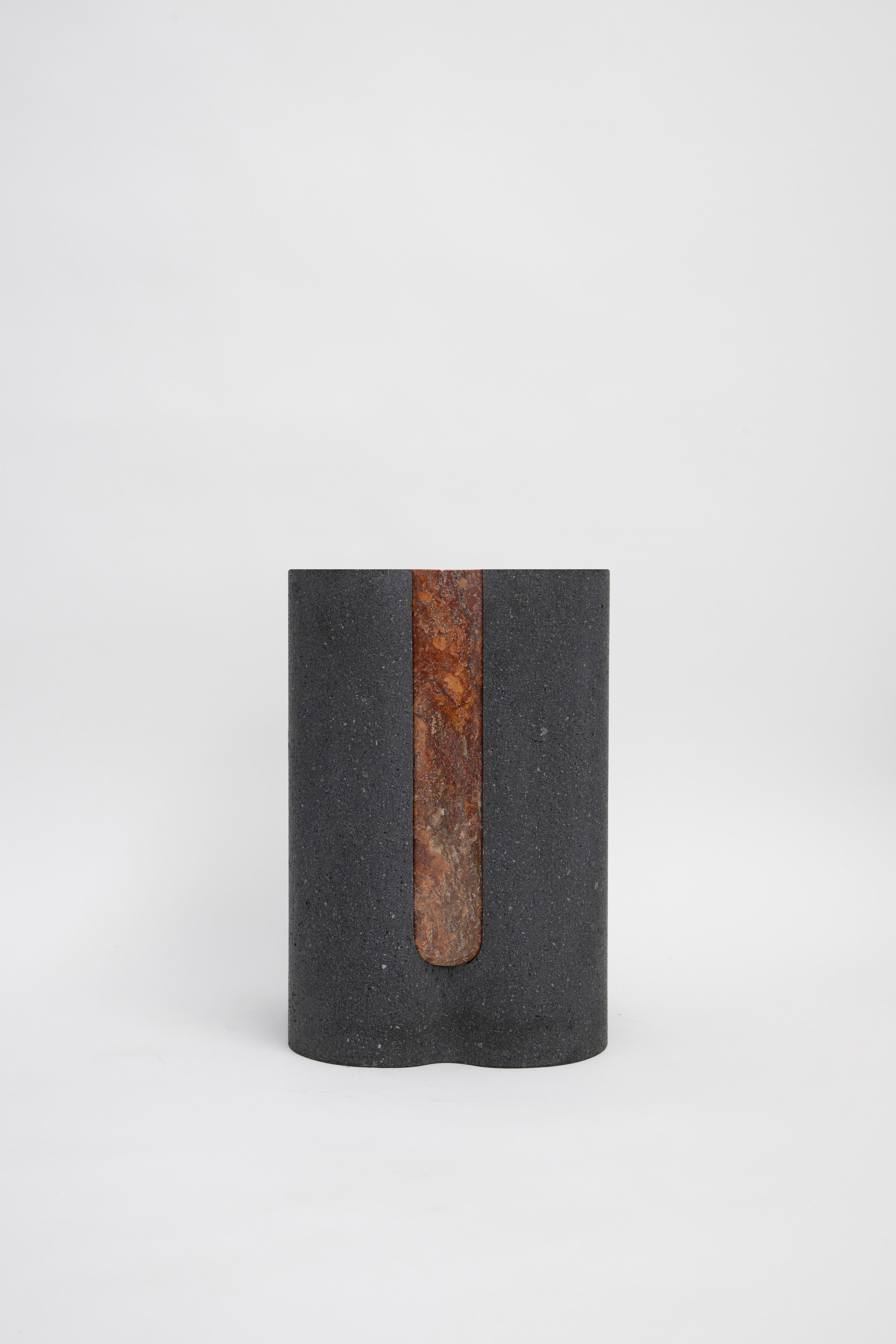 Volcanic Shades II - Sten Studio - Lava stone and red travertine For Sale 2