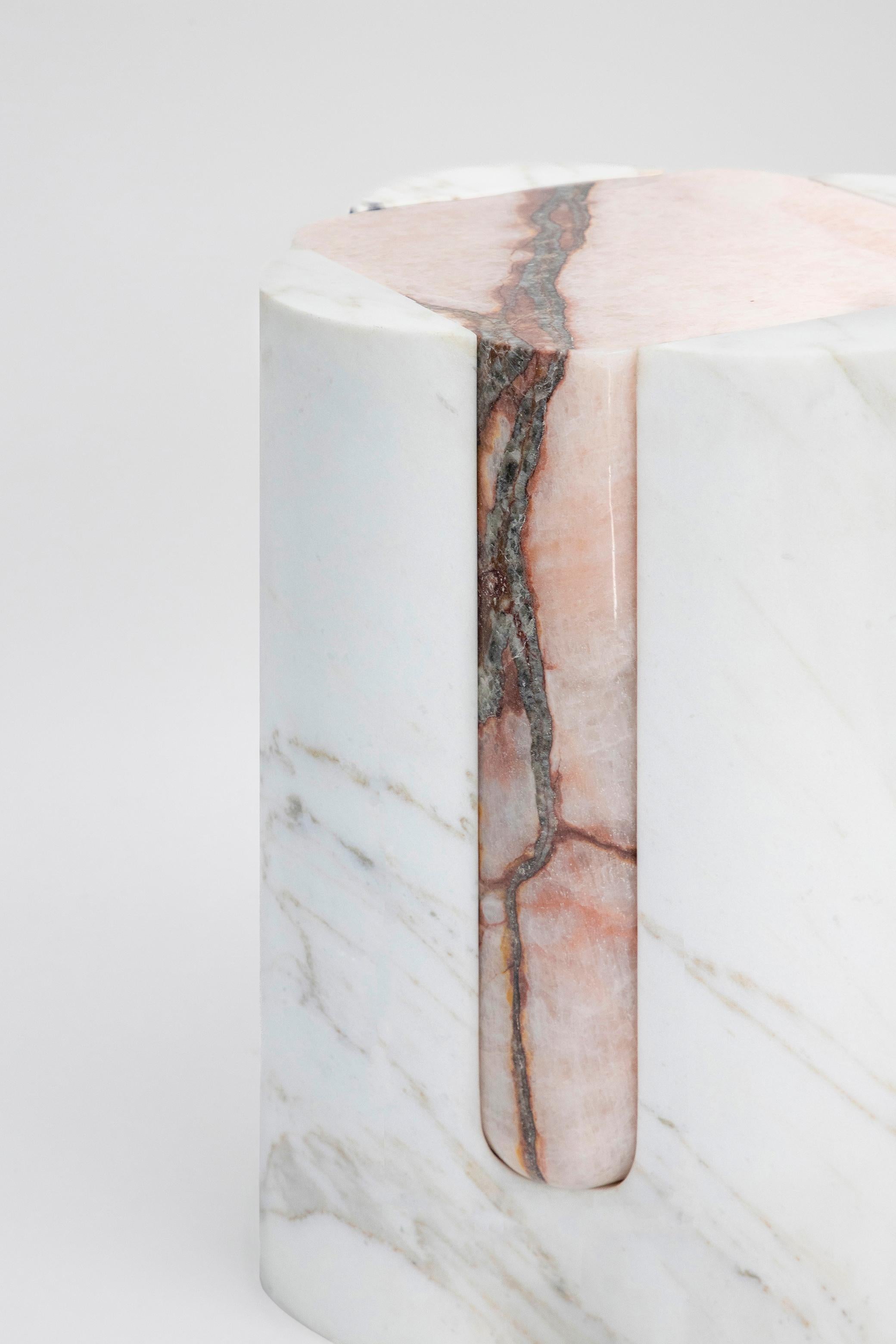 Contemporary Volcanic Shades of marble II - Sten Studio - Golden calacatta and pink onyx For Sale