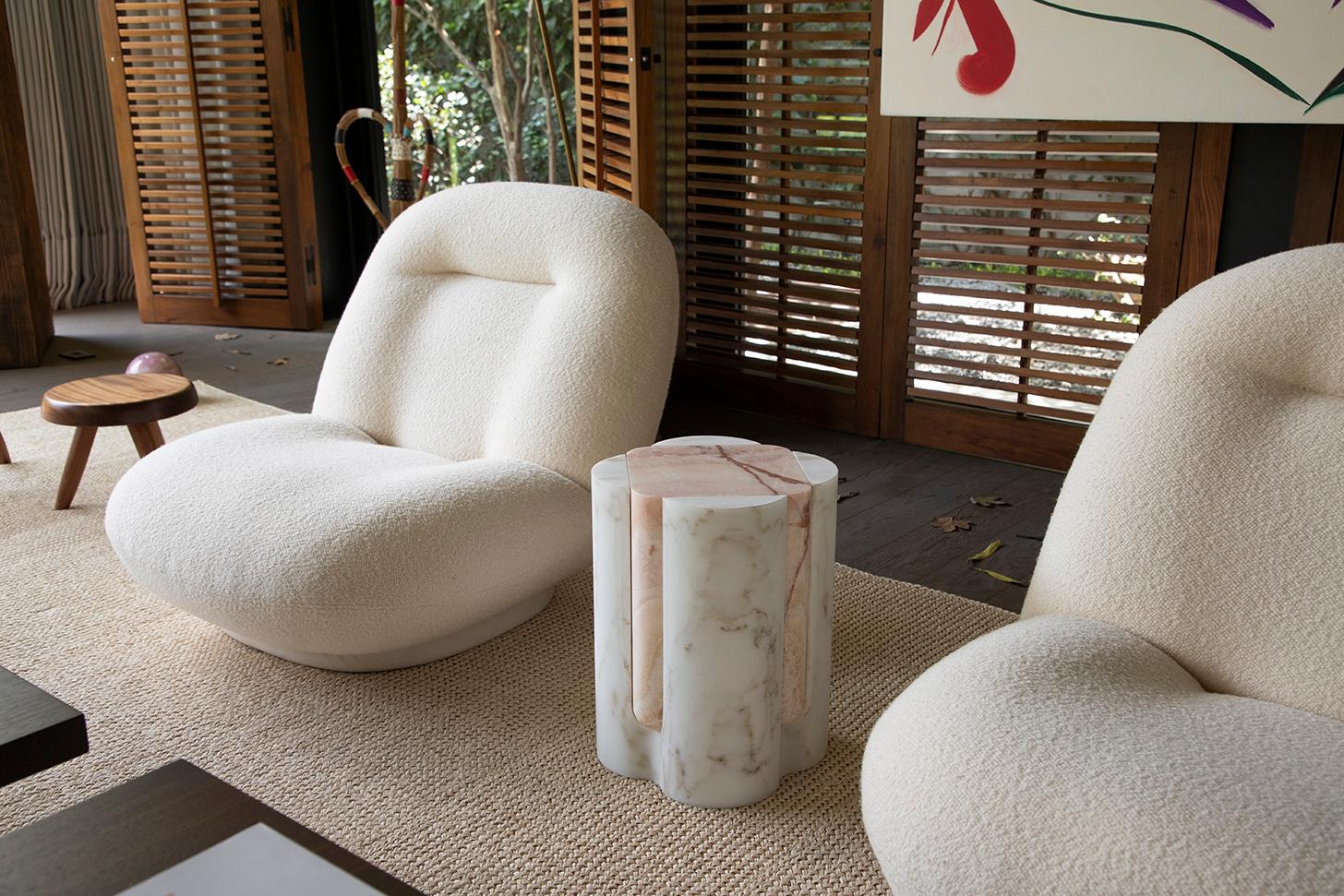 Stone Volcanic Shades of marble II - Sten Studio - Golden calacatta and pink onyx For Sale
