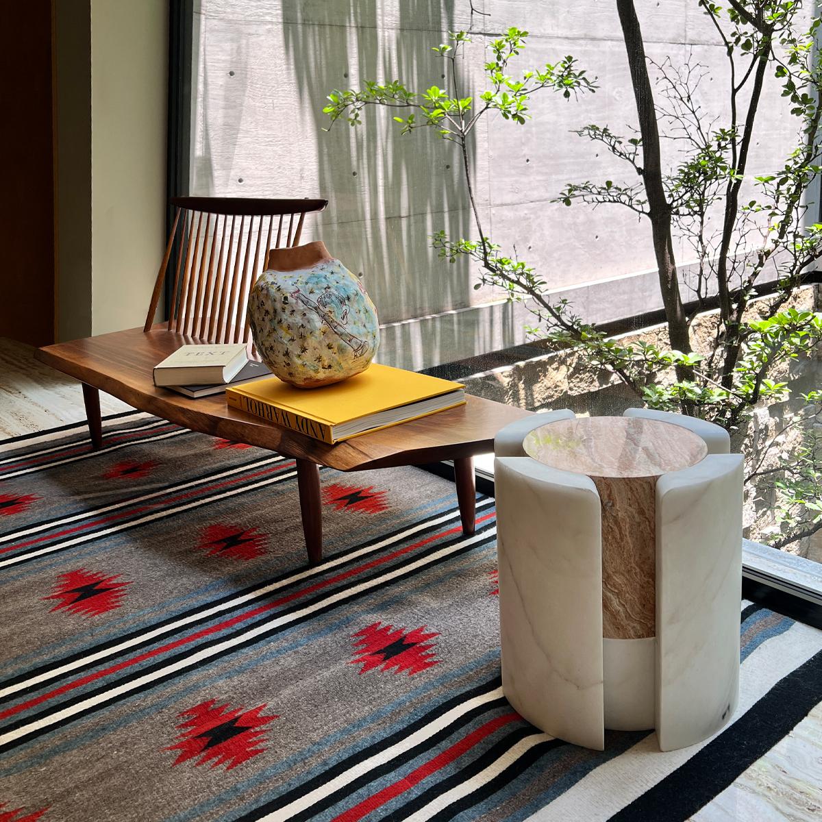 Contemporary Volcanic Shades of marble III - Sten Studio - Golden calacatta & red travertine For Sale