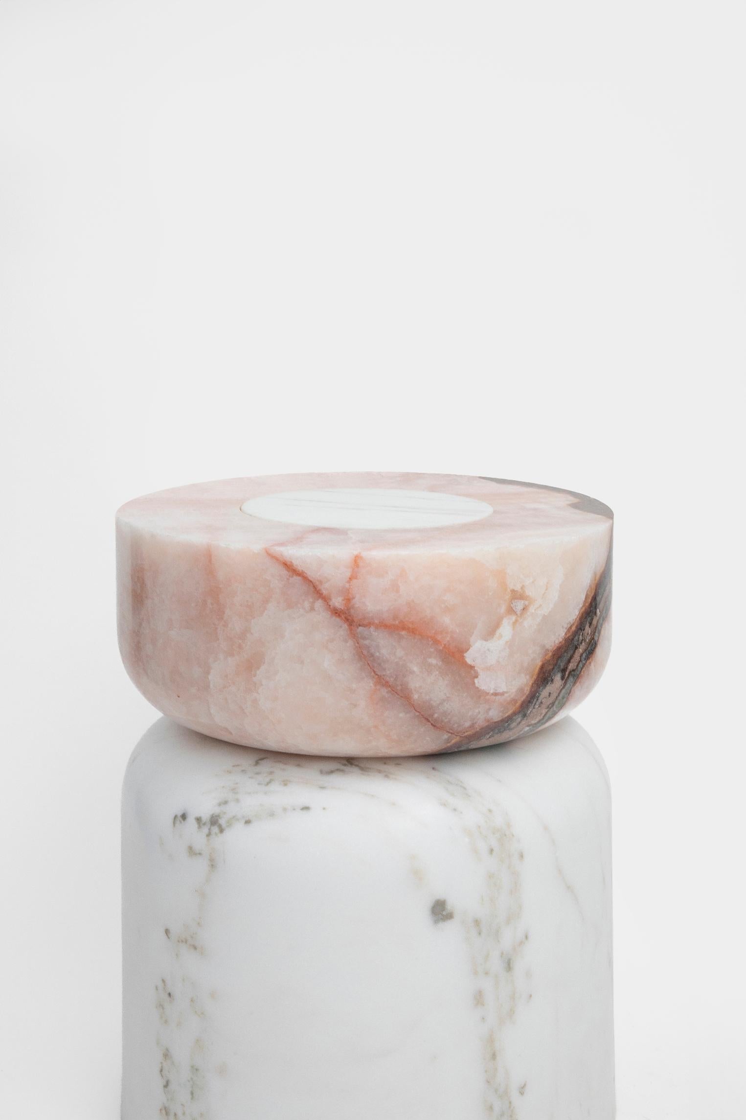 Hand-Crafted Volcanic Shades of Marble IV - Sten Studio - Golden calacatta and pink onyx For Sale