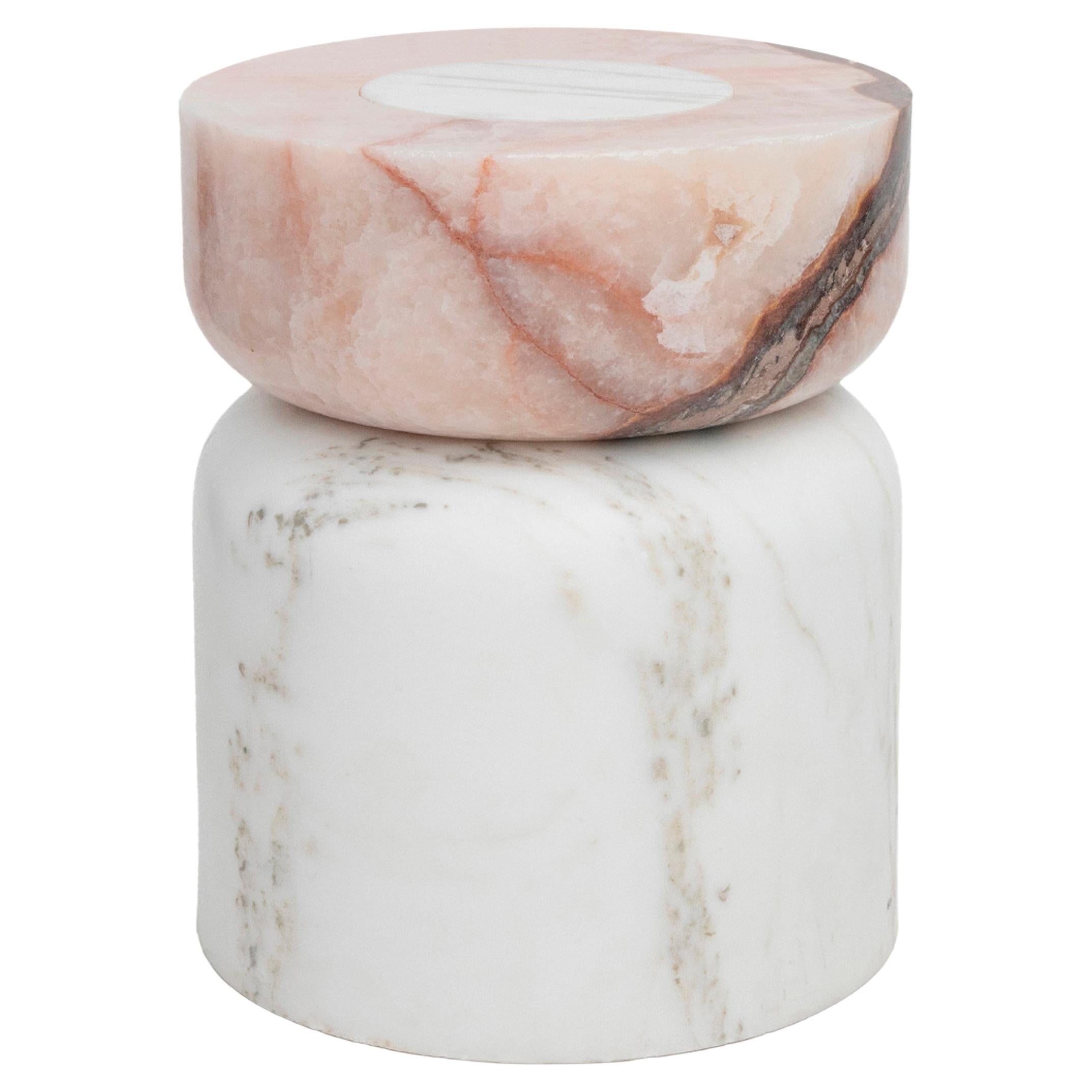 Volcanic Shades of Marble IV - Sten Studio - Golden calacatta and pink onyx For Sale