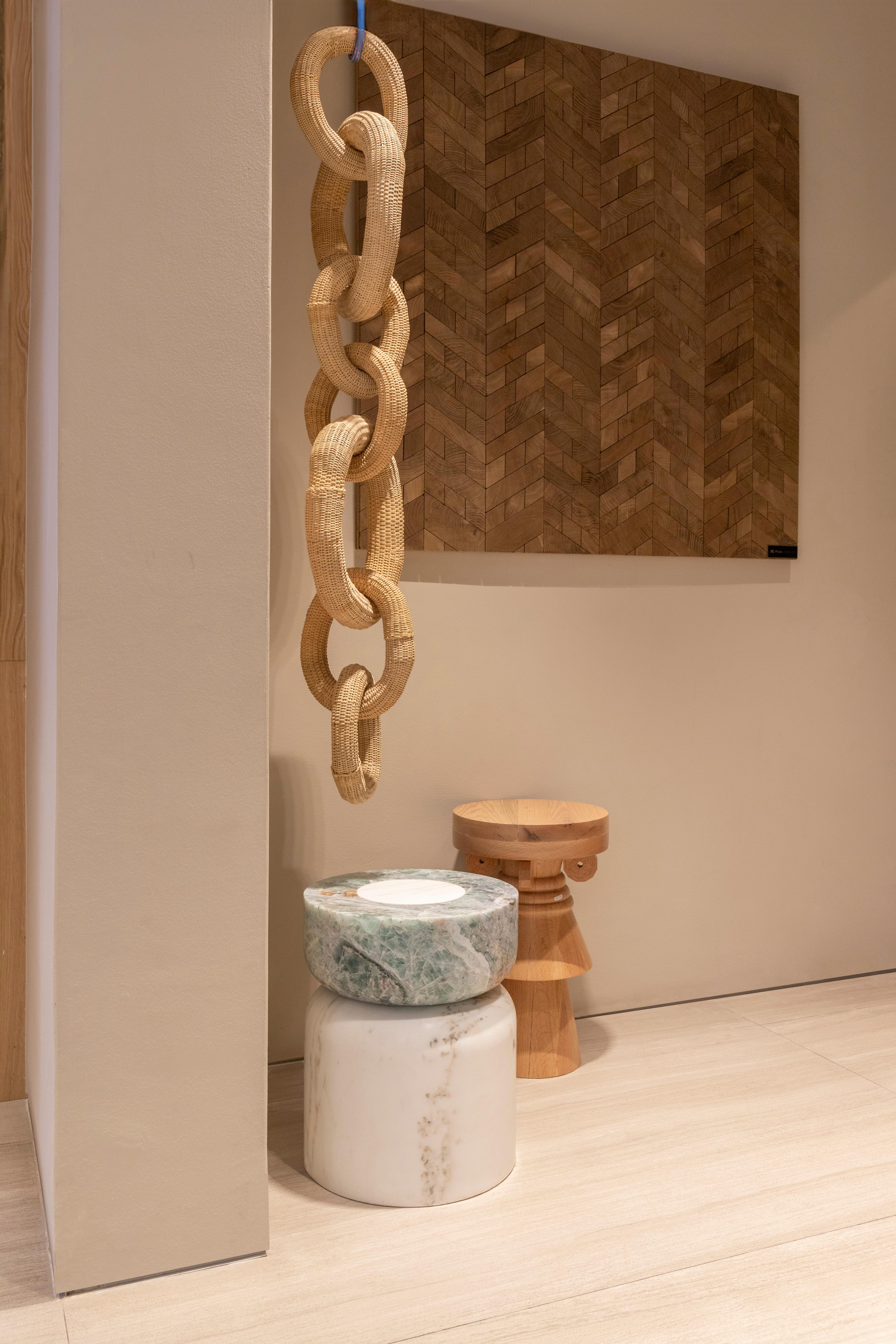 Volcanic Shades of Marble IV - Sten Studio - Golden calacatta and red travertine In New Condition For Sale In Tampa, FL