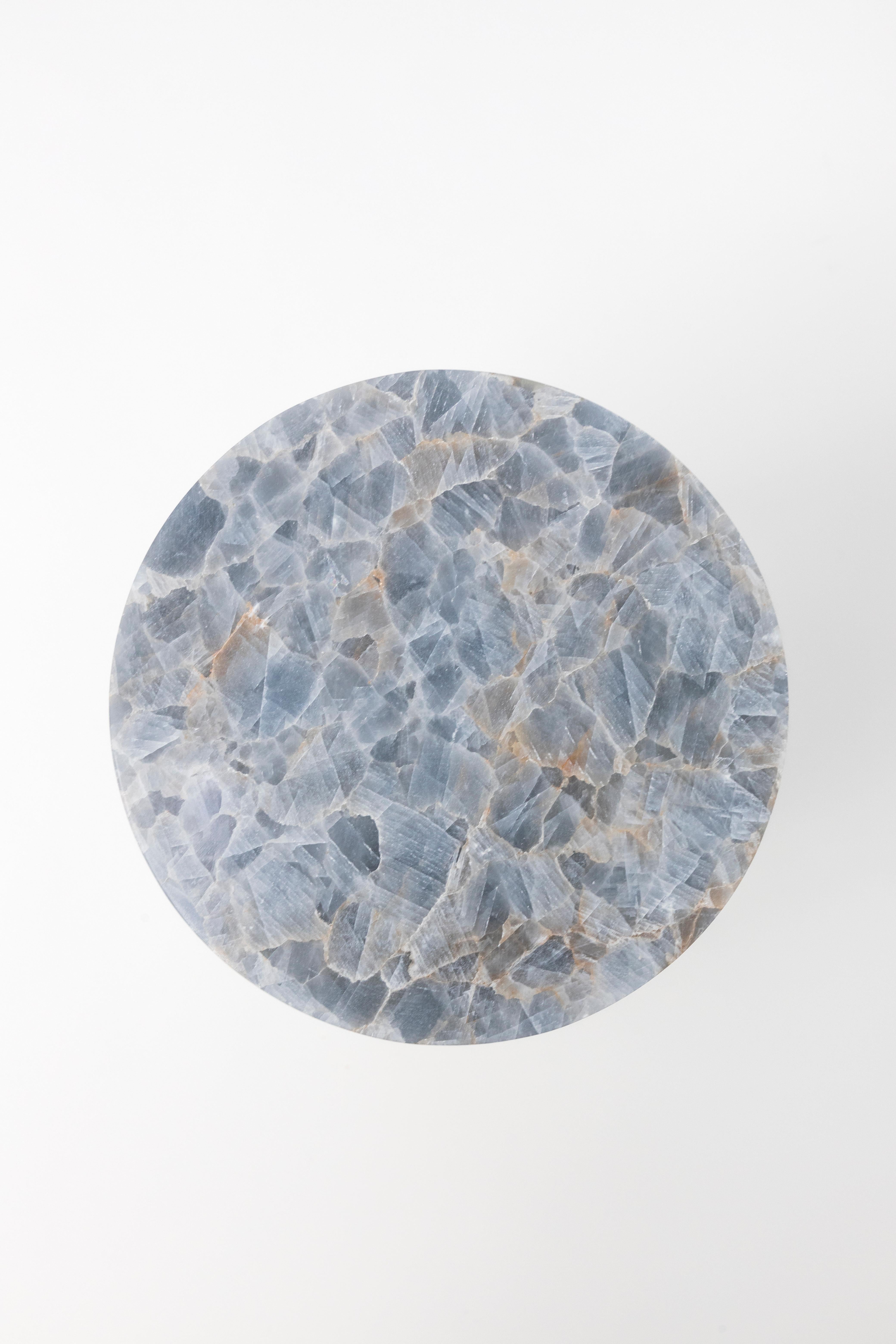 Hand-Crafted Volcanic Shades of Marble V - Sten Studio - Golden calacatta and blue calcite For Sale