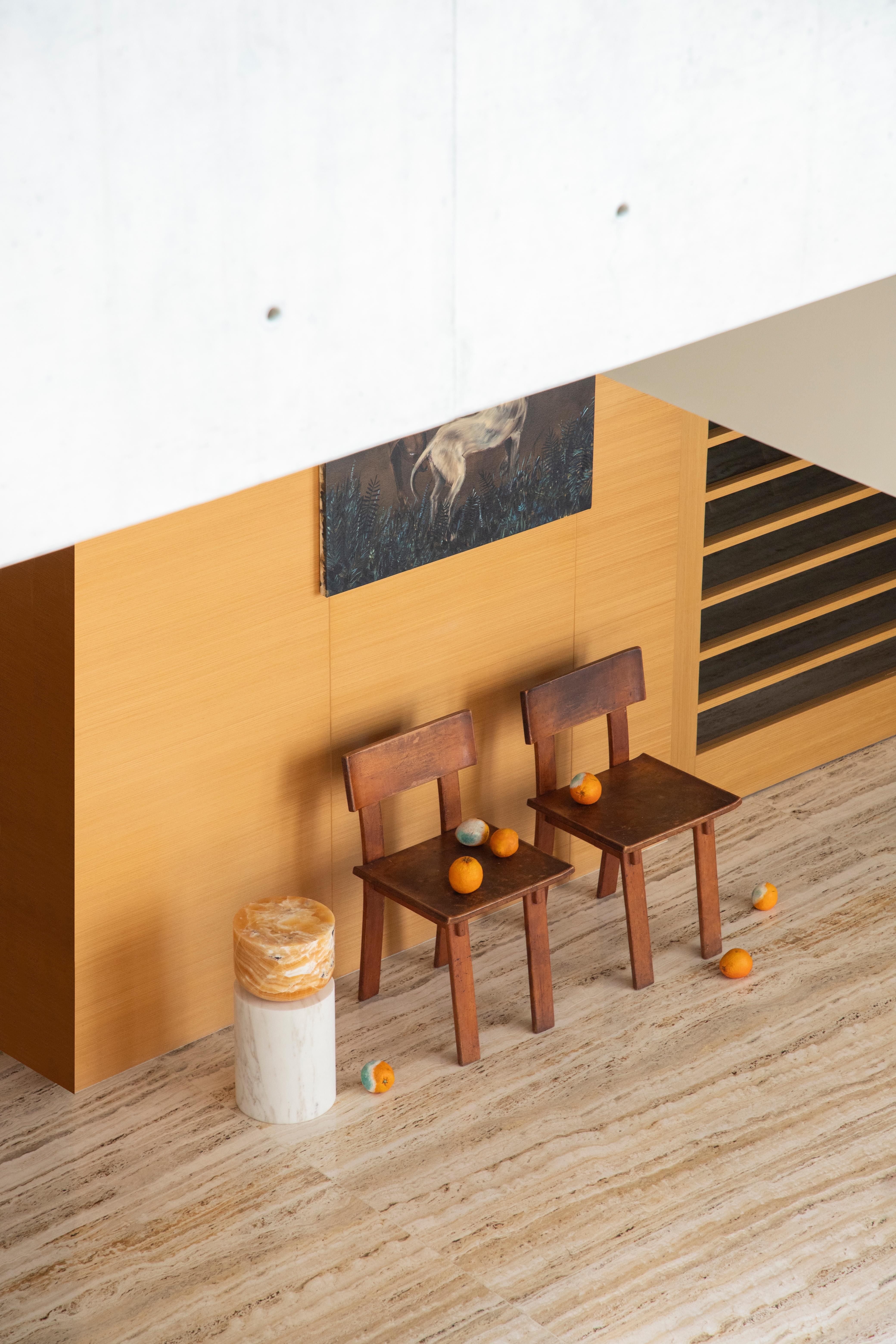 Contemporary Volcanic Shades of Marble V - Sten Studio - Golden calacatta and blue calcite For Sale