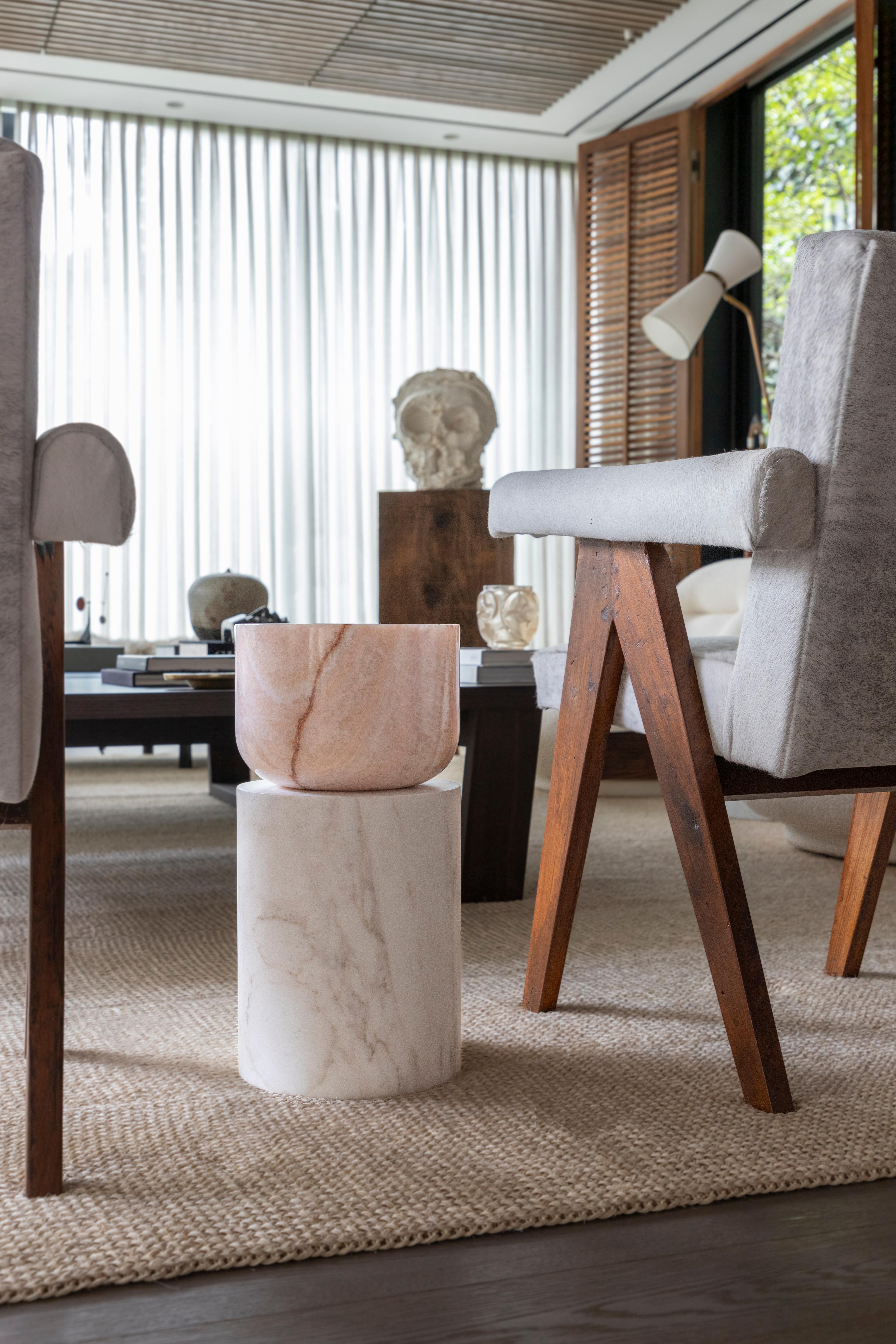 Stone Volcanic Shades of Marble V - Sten Studio - Golden calacatta and blue calcite For Sale