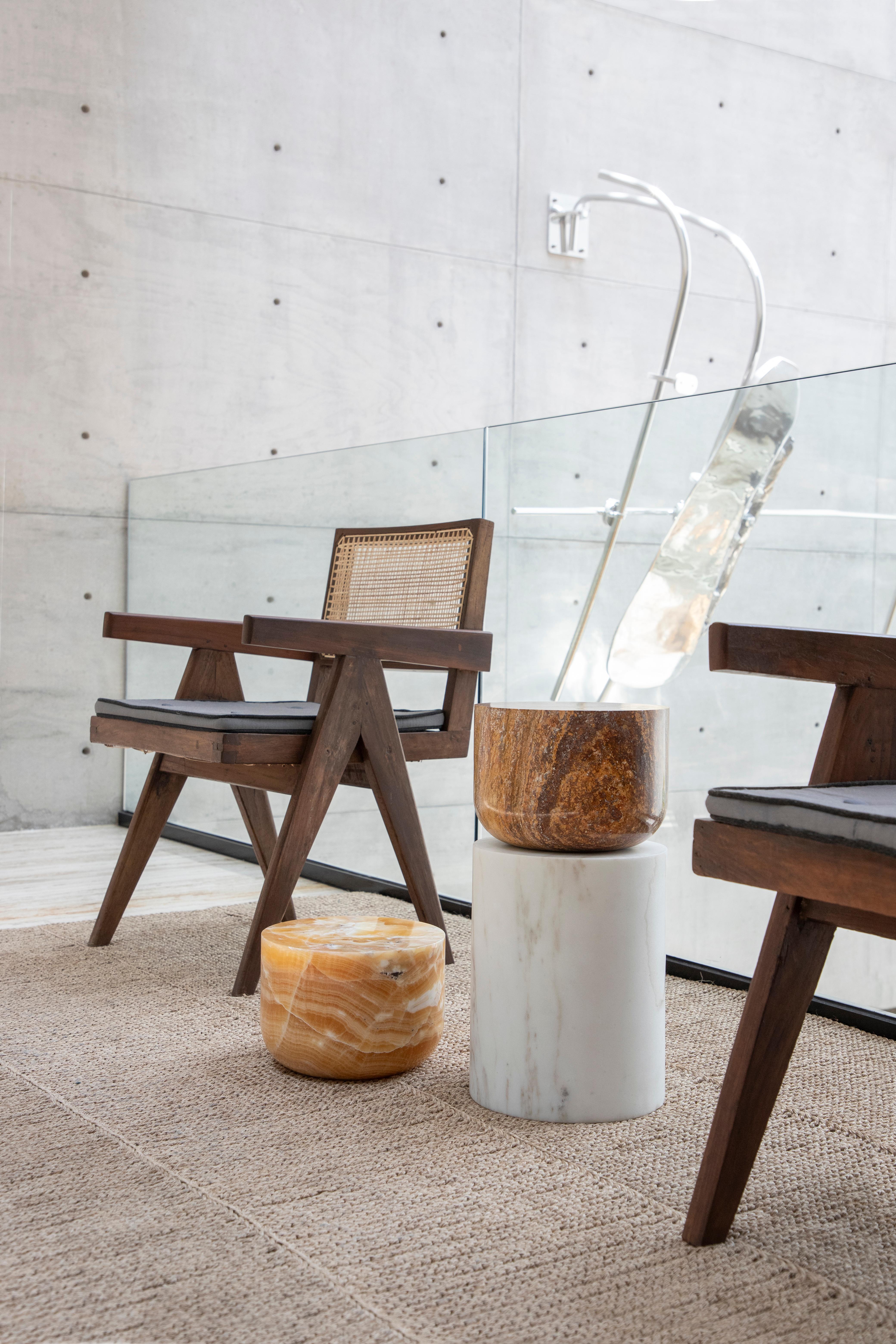 Volcanic Shades of Marble V - Sten Studio - Golden calacatta and blue calcite For Sale 1