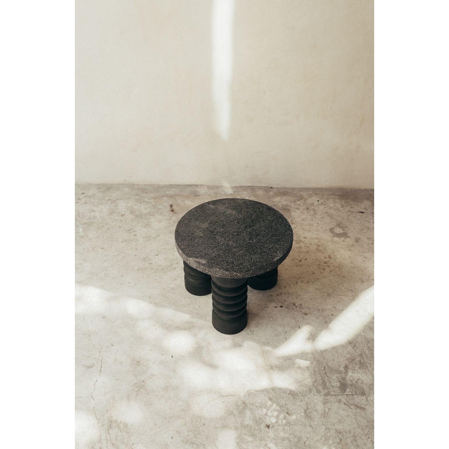 Post-Modern Volcanic Stone and Burnt Wood Table by Daniel Orozco For Sale