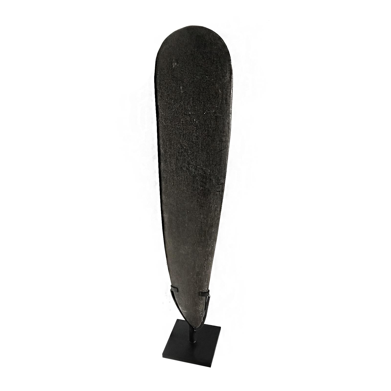 Organic Modern Volcanic Stone Blade on Stand from Indonesia For Sale