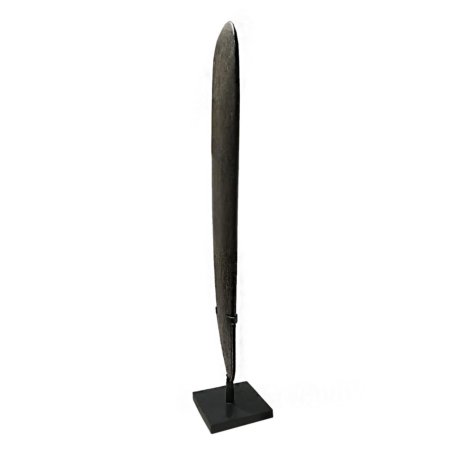 Volcanic Stone Blade on Stand from Indonesia In Good Condition For Sale In New York, NY