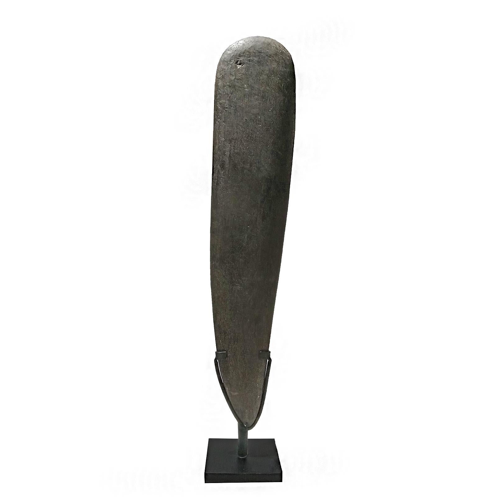 Late 20th Century Volcanic Stone Blade on Stand from Indonesia For Sale