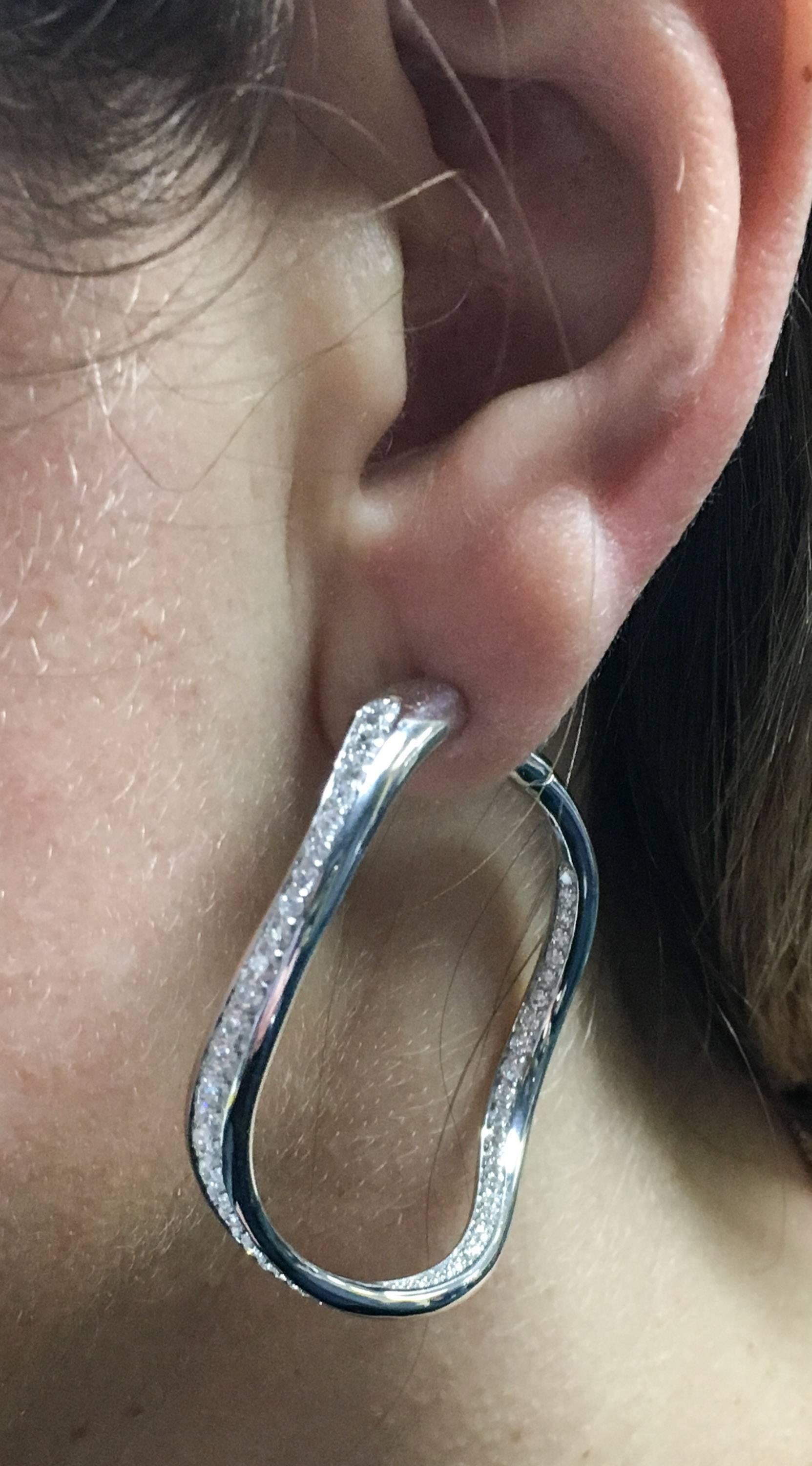 Volcano Diamond Hoop Earrings by Antonini In New Condition In Greenwich, CT