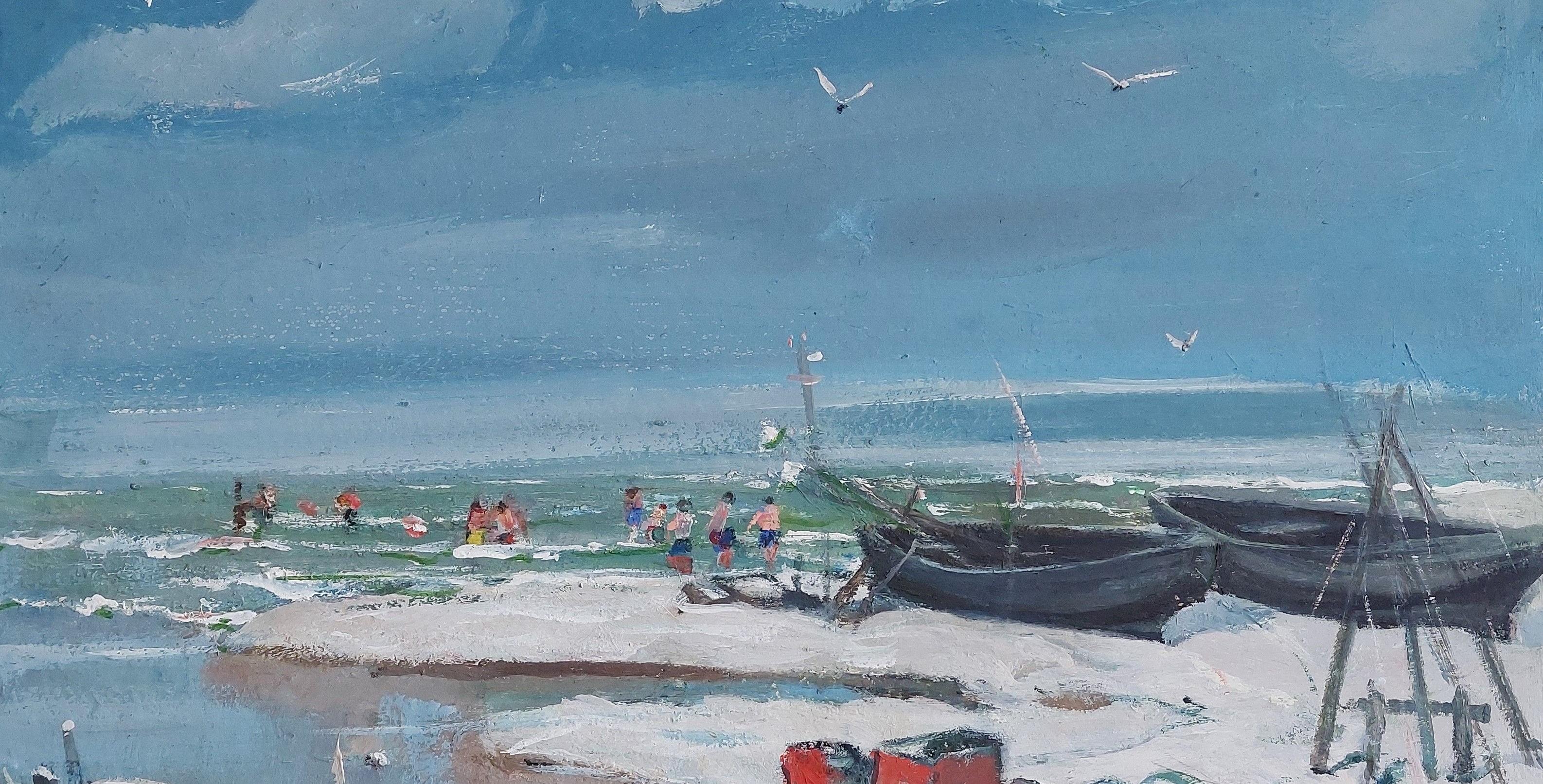 On the Strand. 1976. Kartenkarton/mixed media. 50x59cm (Realismus), Painting, von Voldemars Milgravis