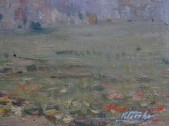 Paysage, années 1950. Peinture à l'huile sur toile, contreplaqué, 36 x44 cm