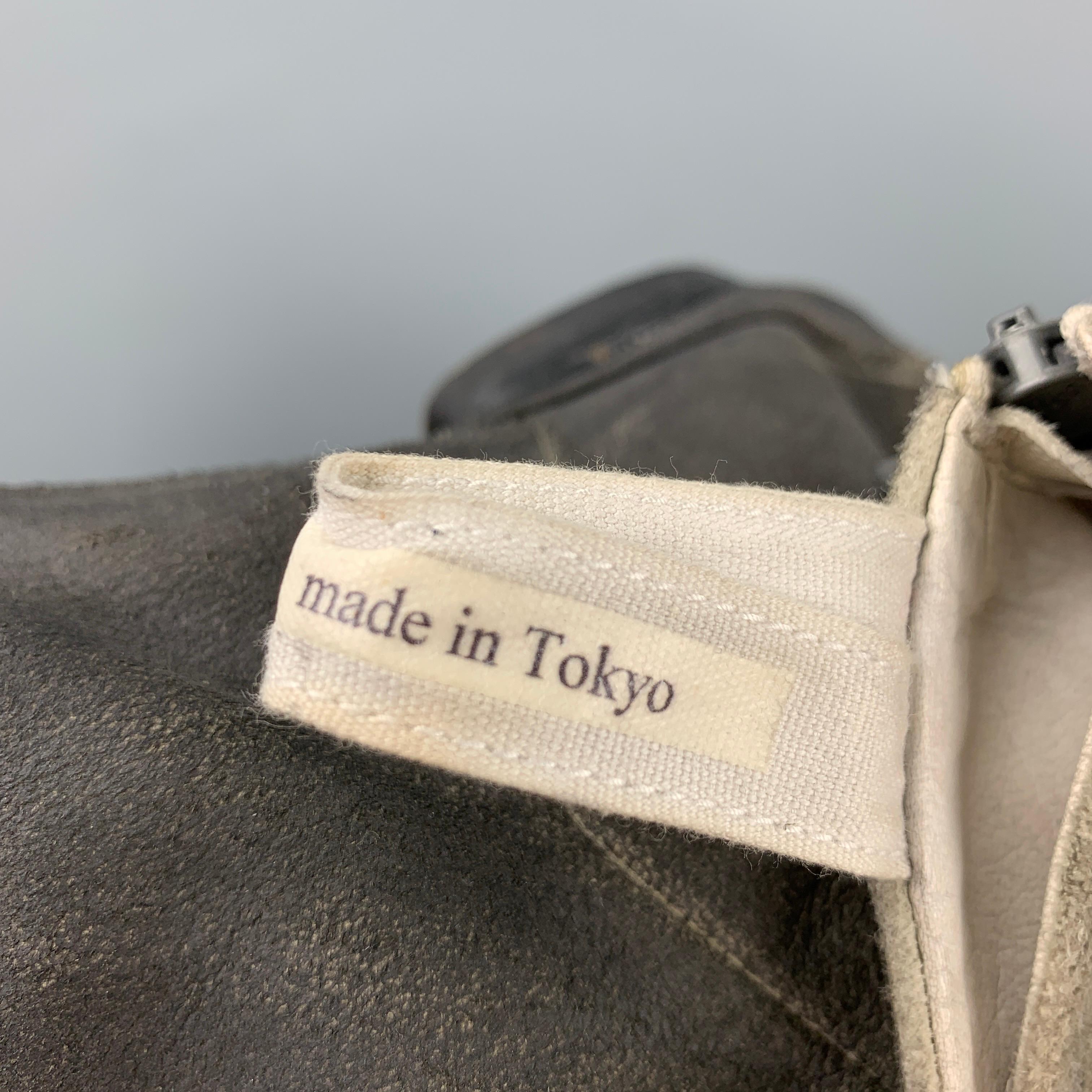VOLGA VOLGA Size 7.5 Grey Distressed Leather Ankle Boots In Good Condition In San Francisco, CA