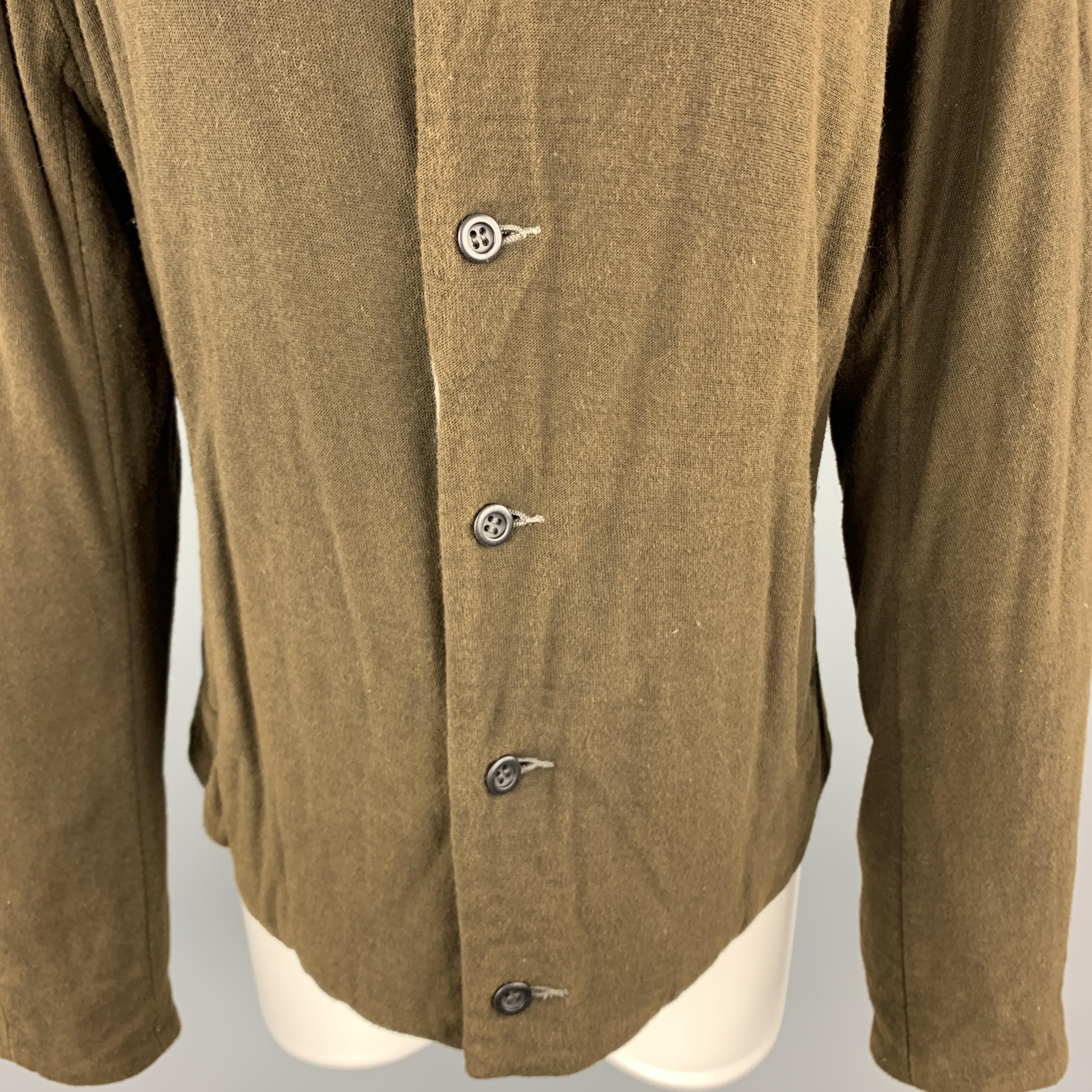 Brown VOLGA VOLGA Size S Olive & Gray Textured Wool / Cotton Jersey Jacket
