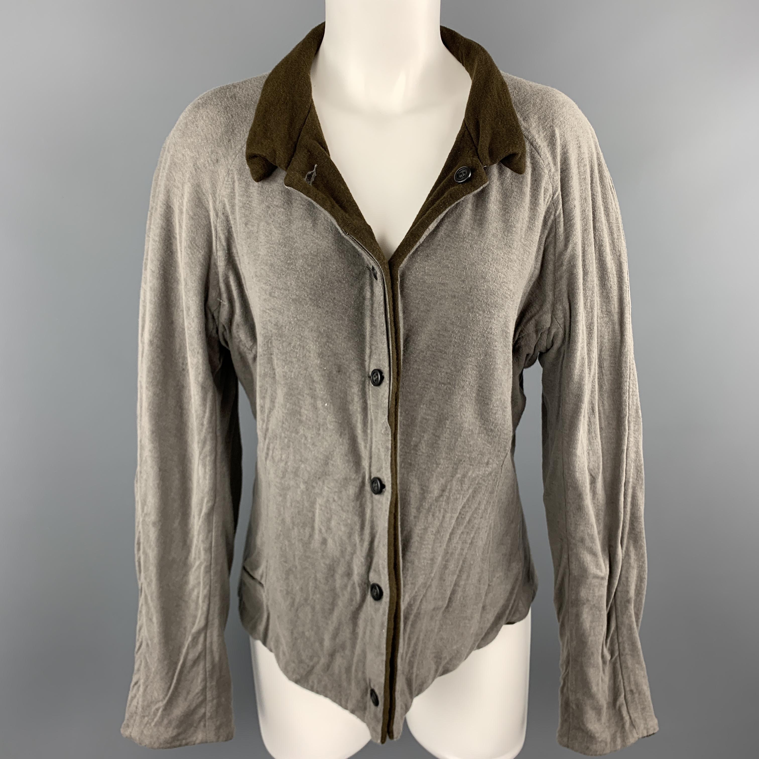 Women's or Men's VOLGA VOLGA Size S Olive & Gray Textured Wool / Cotton Jersey Jacket