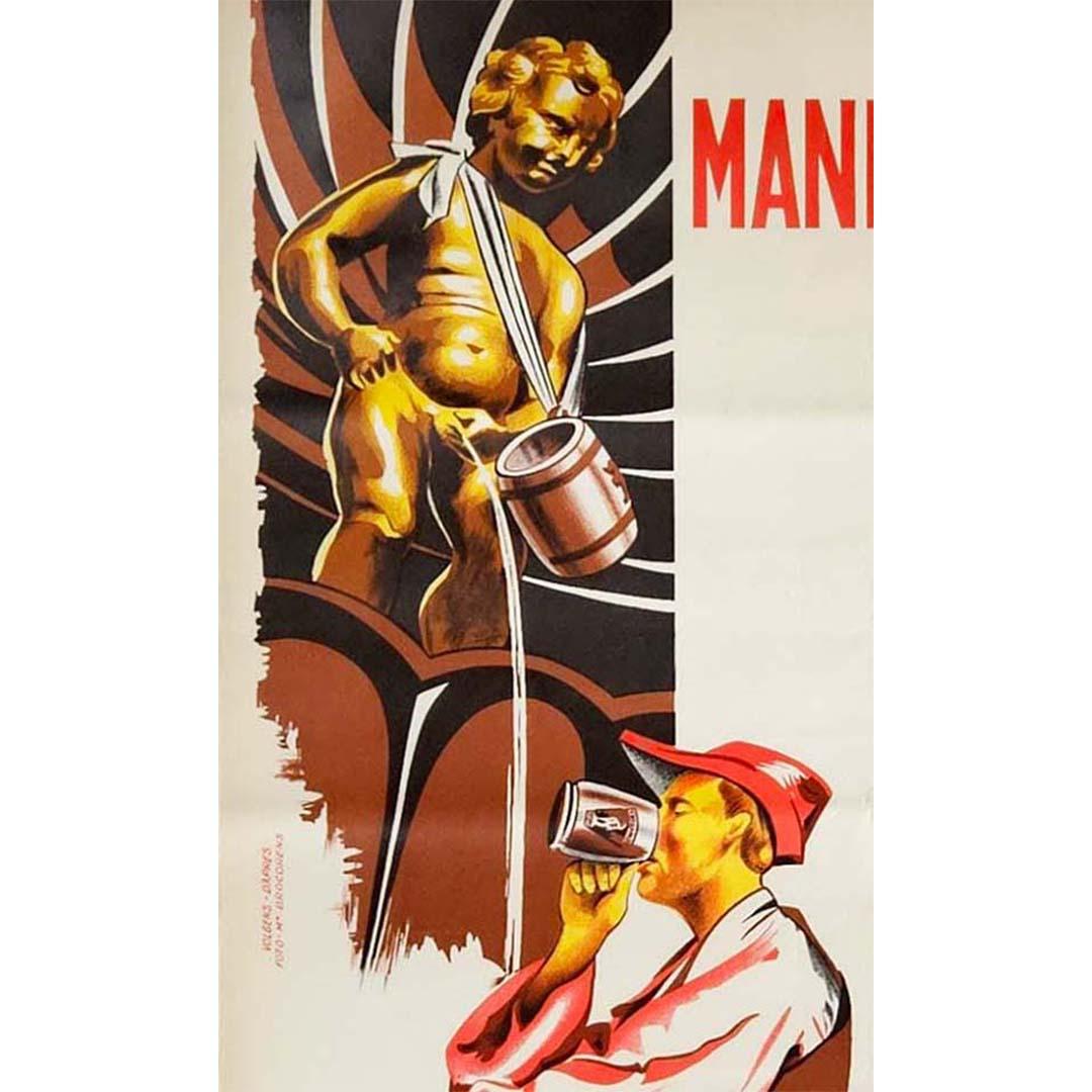 Cartel original de 1950 Manneken Pis Geraardsbergen en venta 1