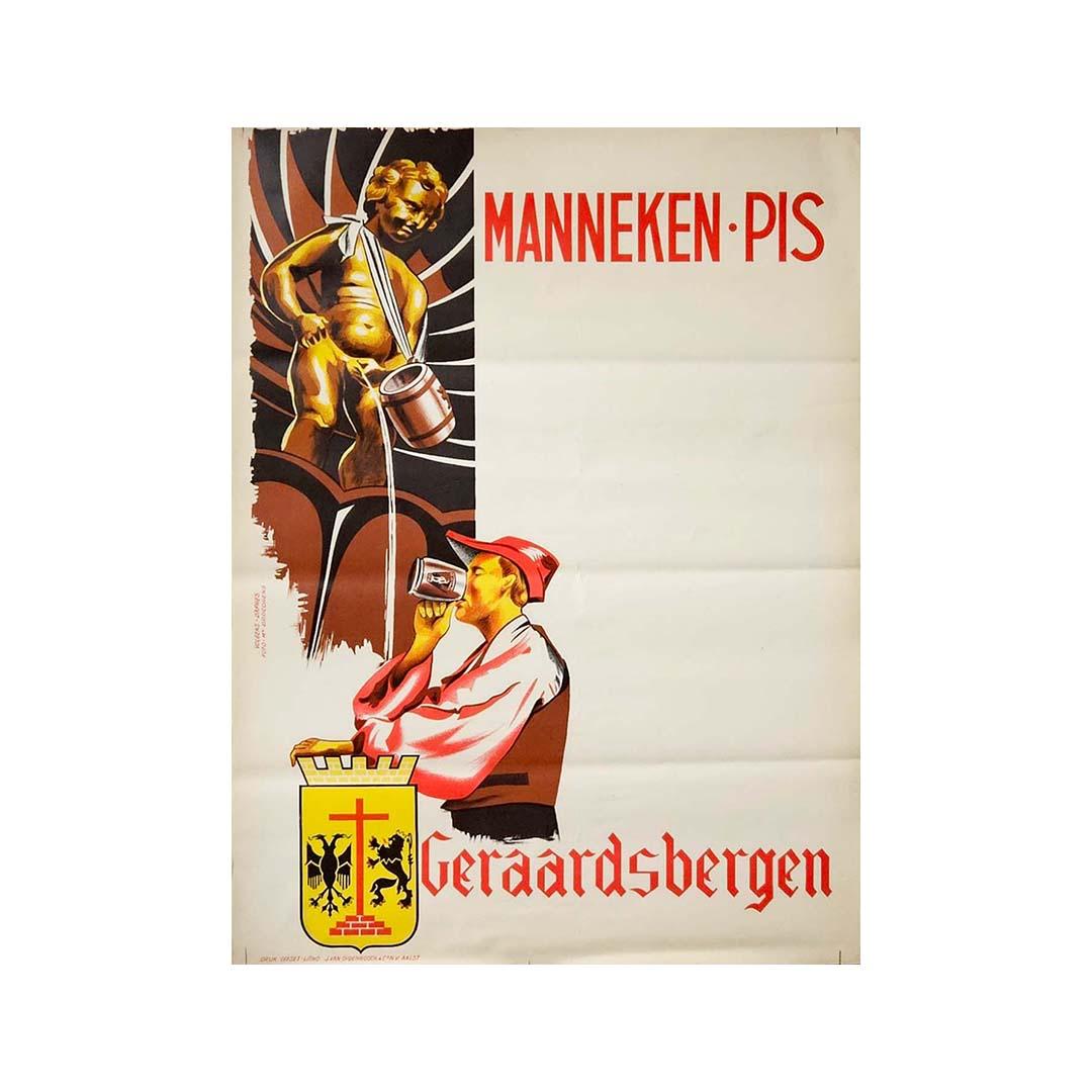 Cartel original de 1950 Manneken Pis Geraardsbergen en venta 2