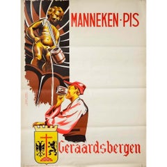 Vintage Circa 1950 original poster Manneken Pis Geraardsbergen