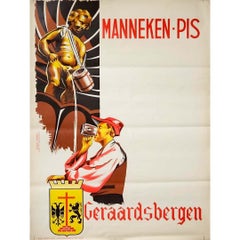Manifesto originale del 1950 circa Manneken Pis Geraardsbergen
