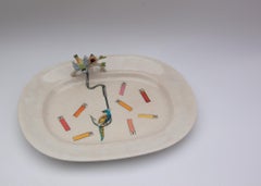 "Voli ore nel sole" One-of-a-Kind Ceramic Decorated Platter