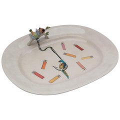 "Voli ore nel sole" One-of-a-Kind Ceramic Decorated Platter