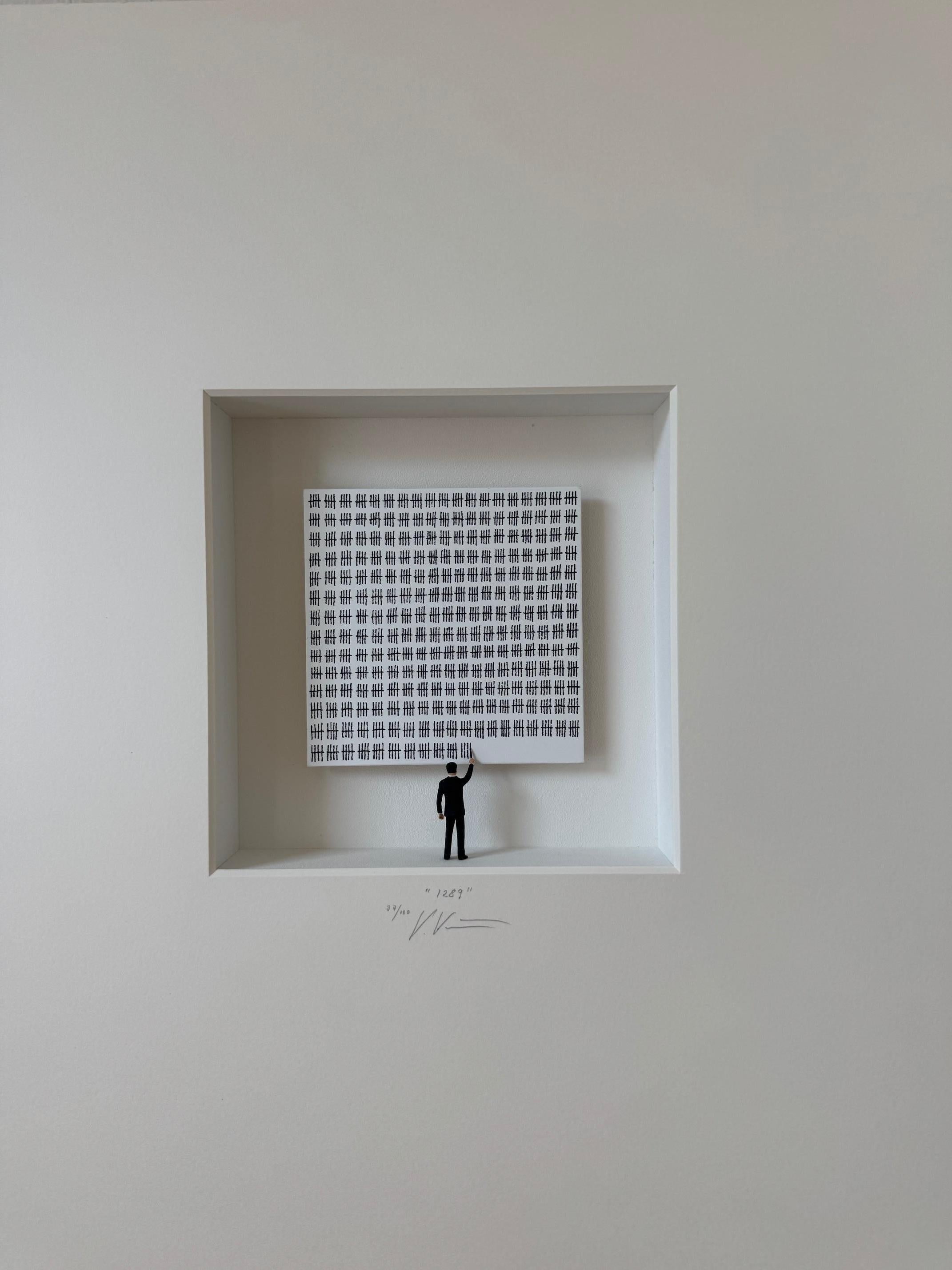 1289 - contemporary original art in boxes by Volker Kuhn minimalist countdown en vente 10