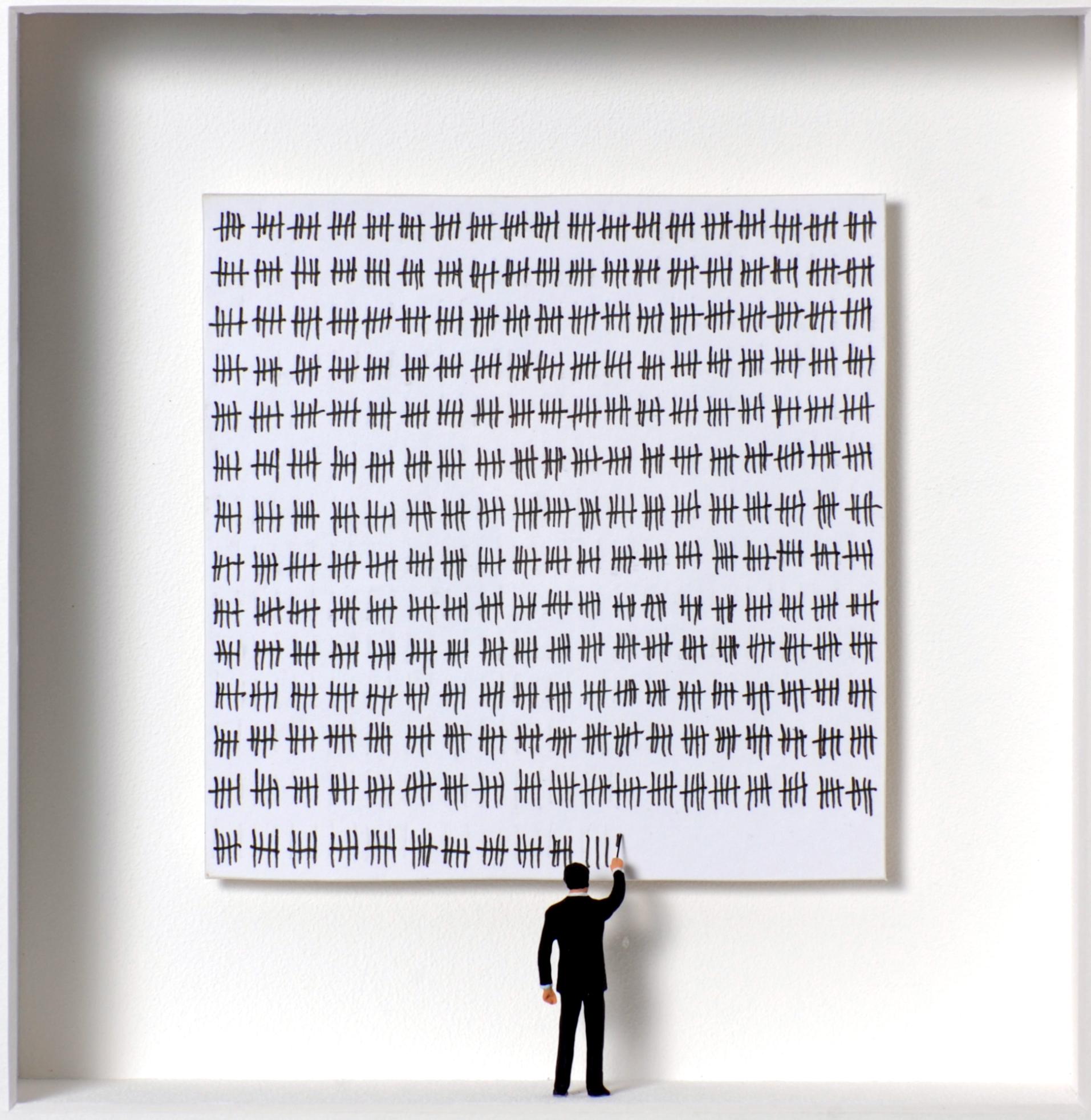 1289 - contemporary original art in boxes by Volker Kuhn minimalist countdown
