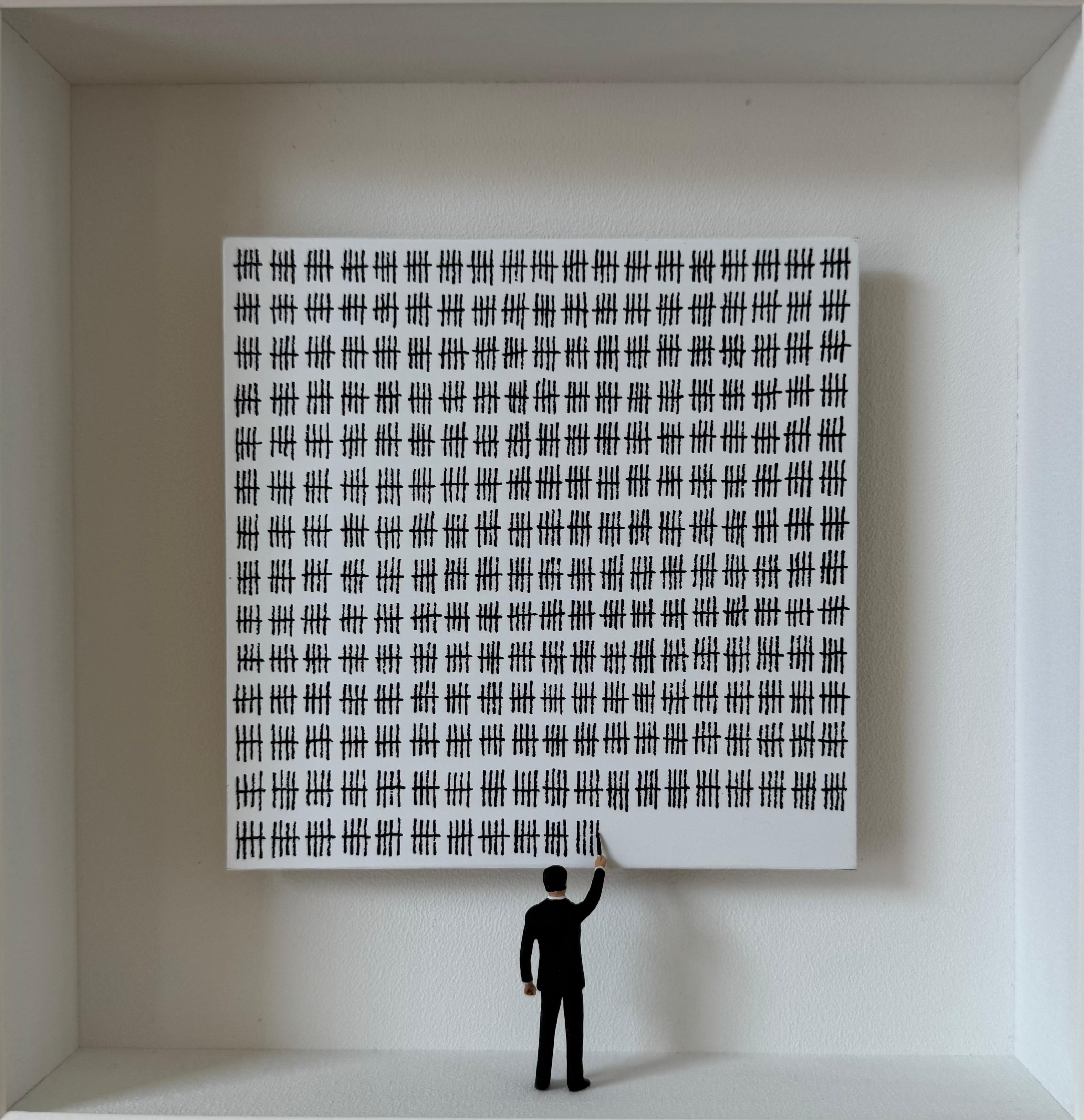 1289 - contemporary original art in boxes by Volker Kuhn minimalist countdown en vente 1