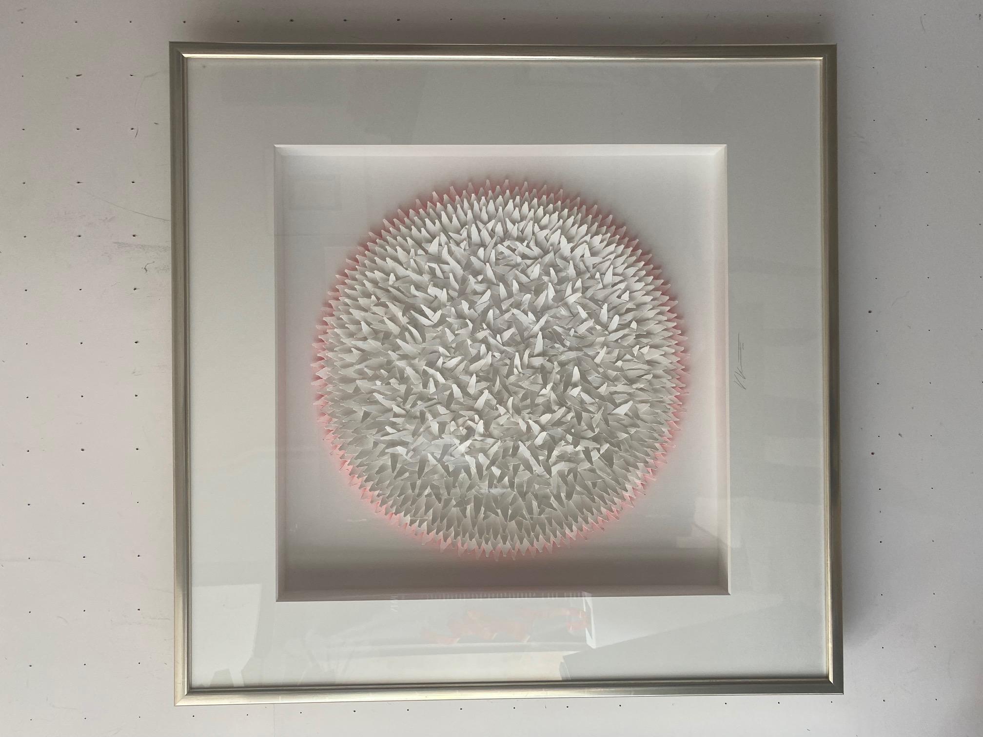 Assemblage White with Radiant Red - contemporary abstract three-dimensional art 1