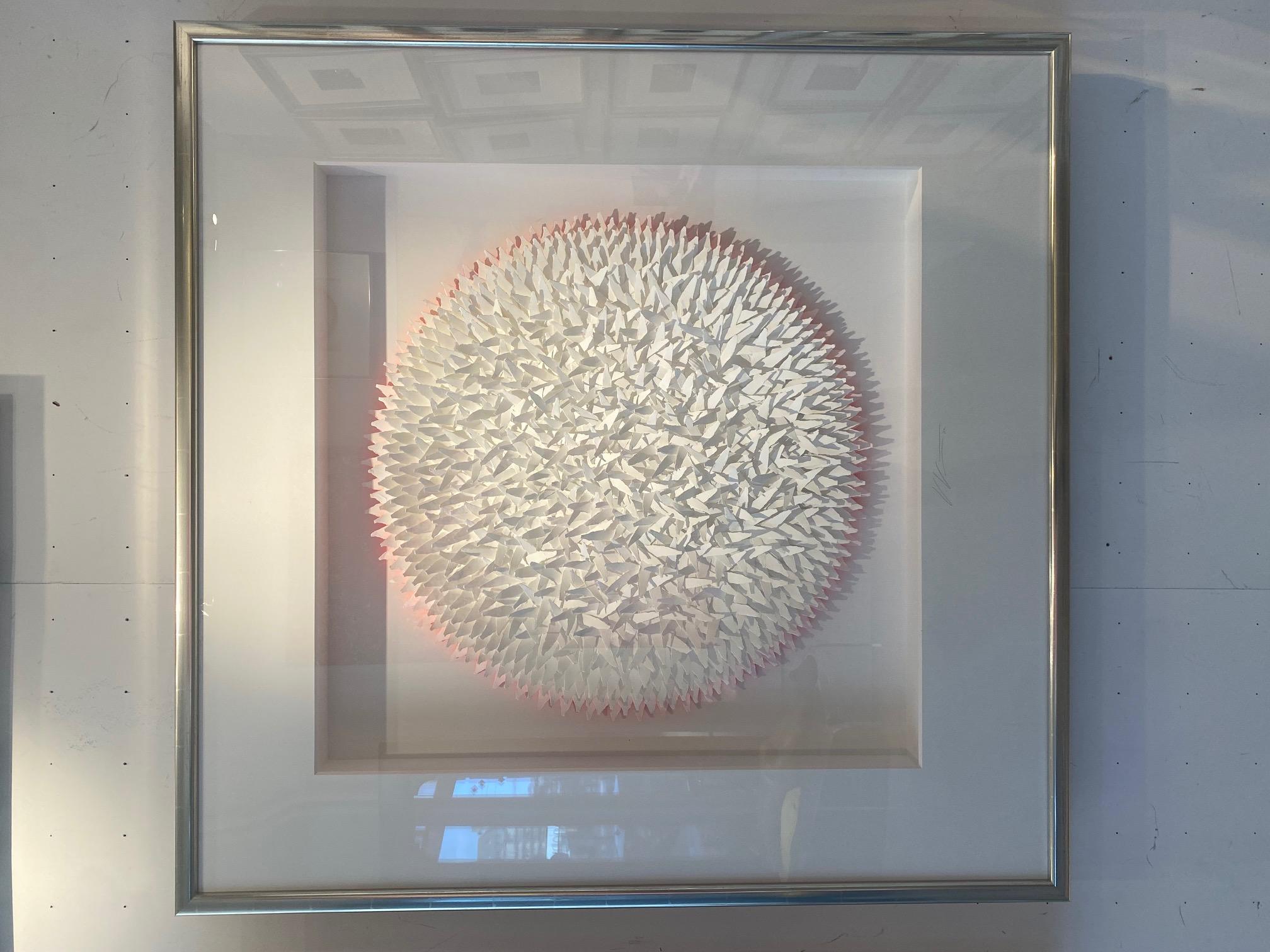 Assemblage White with Radiant Red - contemporary abstract three-dimensional art 2