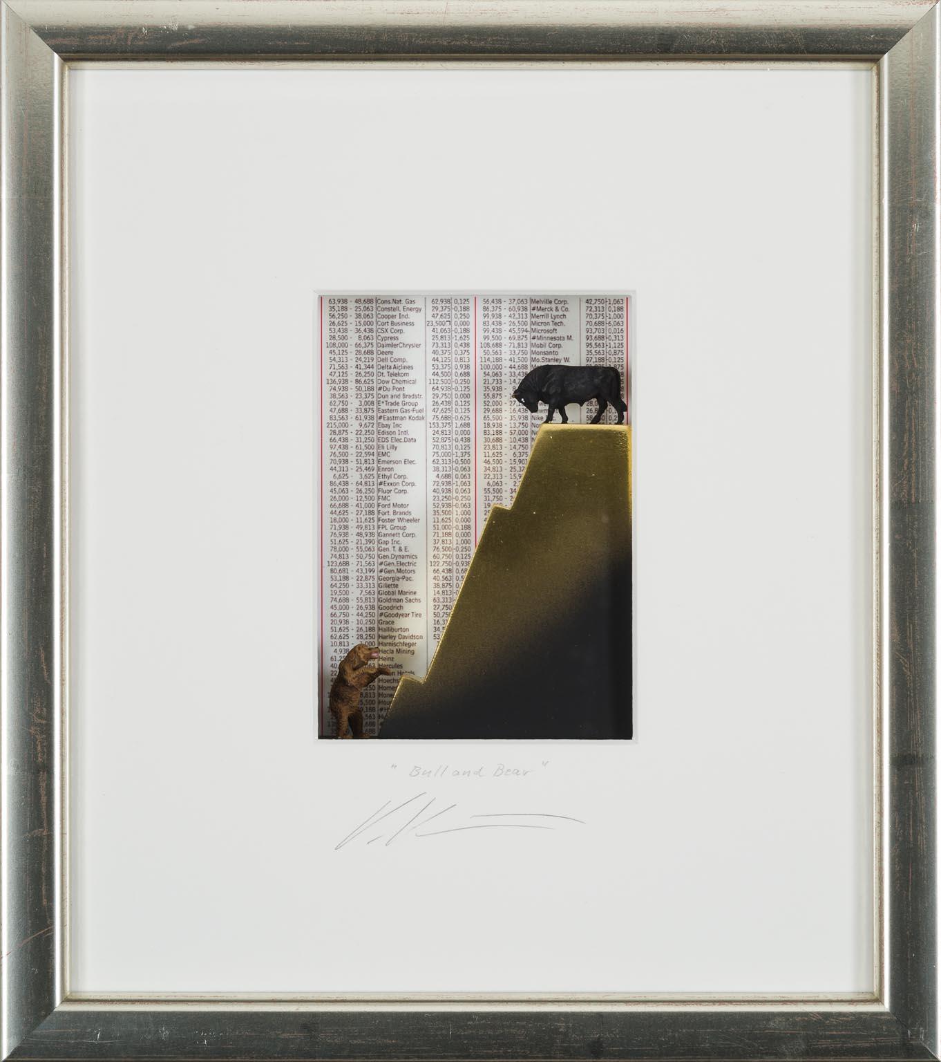 Bull&Bear - arte contemporanea in scatole opere d'arte del mercato azionario diVolker Kuhn 1