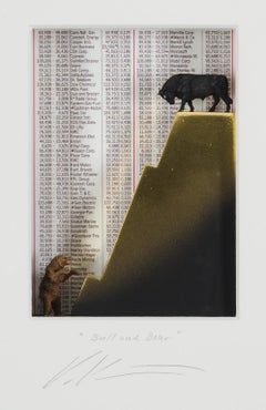 Bull&Bear - arte contemporanea in scatole opere d'arte del mercato azionario diVolker Kuhn