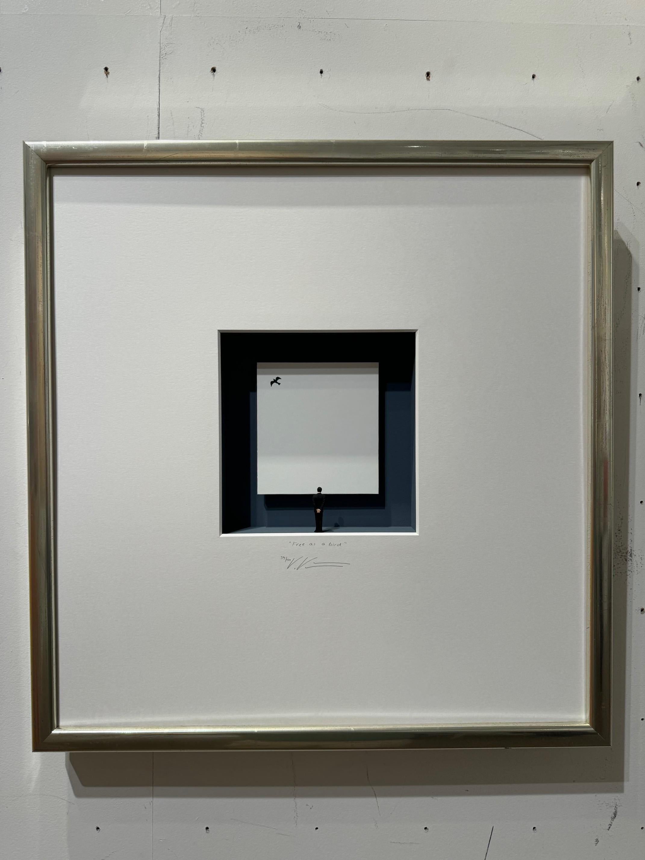 Libre comme un oiseau - art contemporain original dans des boîtes par Volker Kuhn minimaliste en vente 1