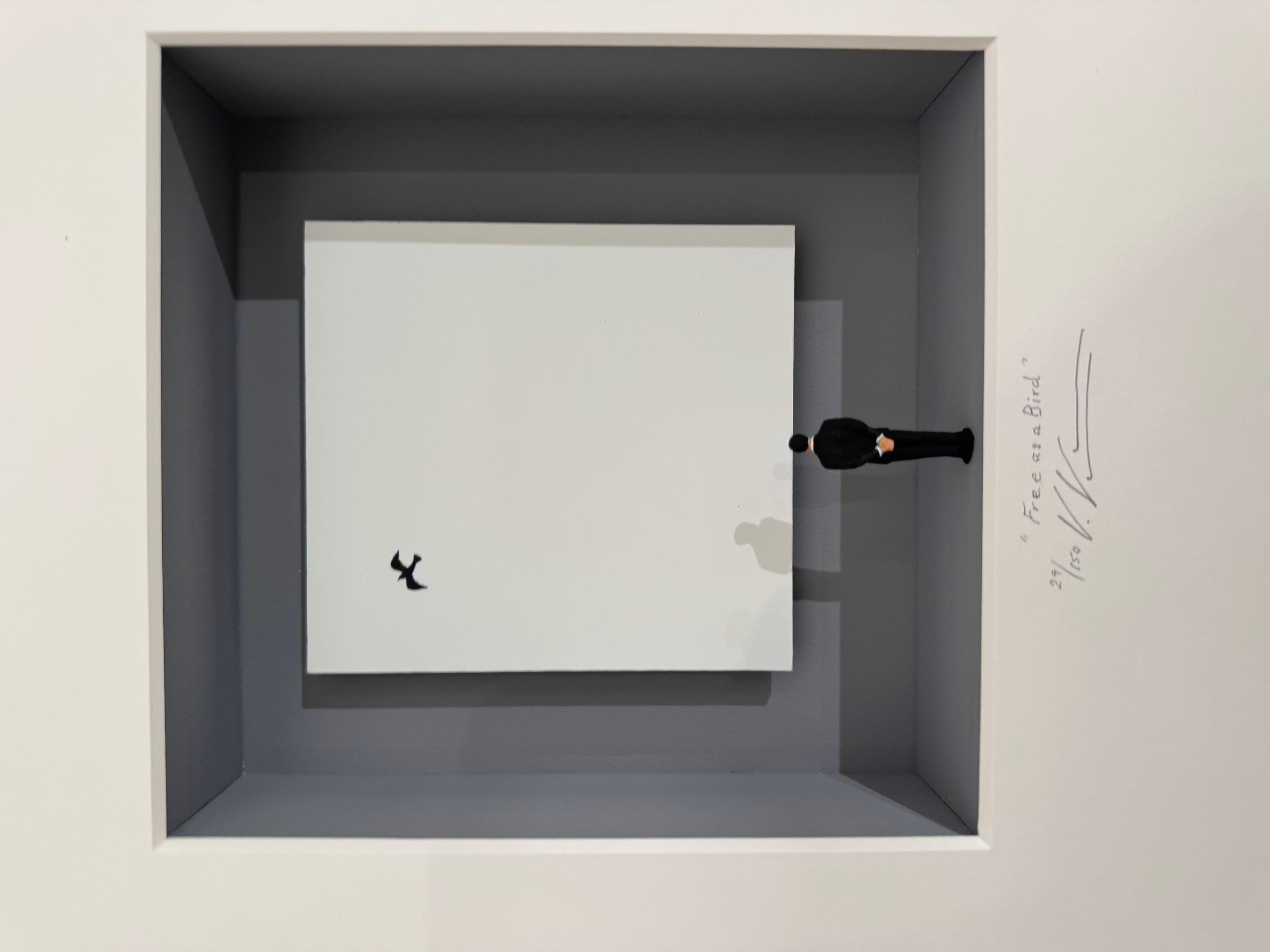 Libre comme un oiseau - art contemporain original dans des boîtes par Volker Kuhn minimaliste en vente 7