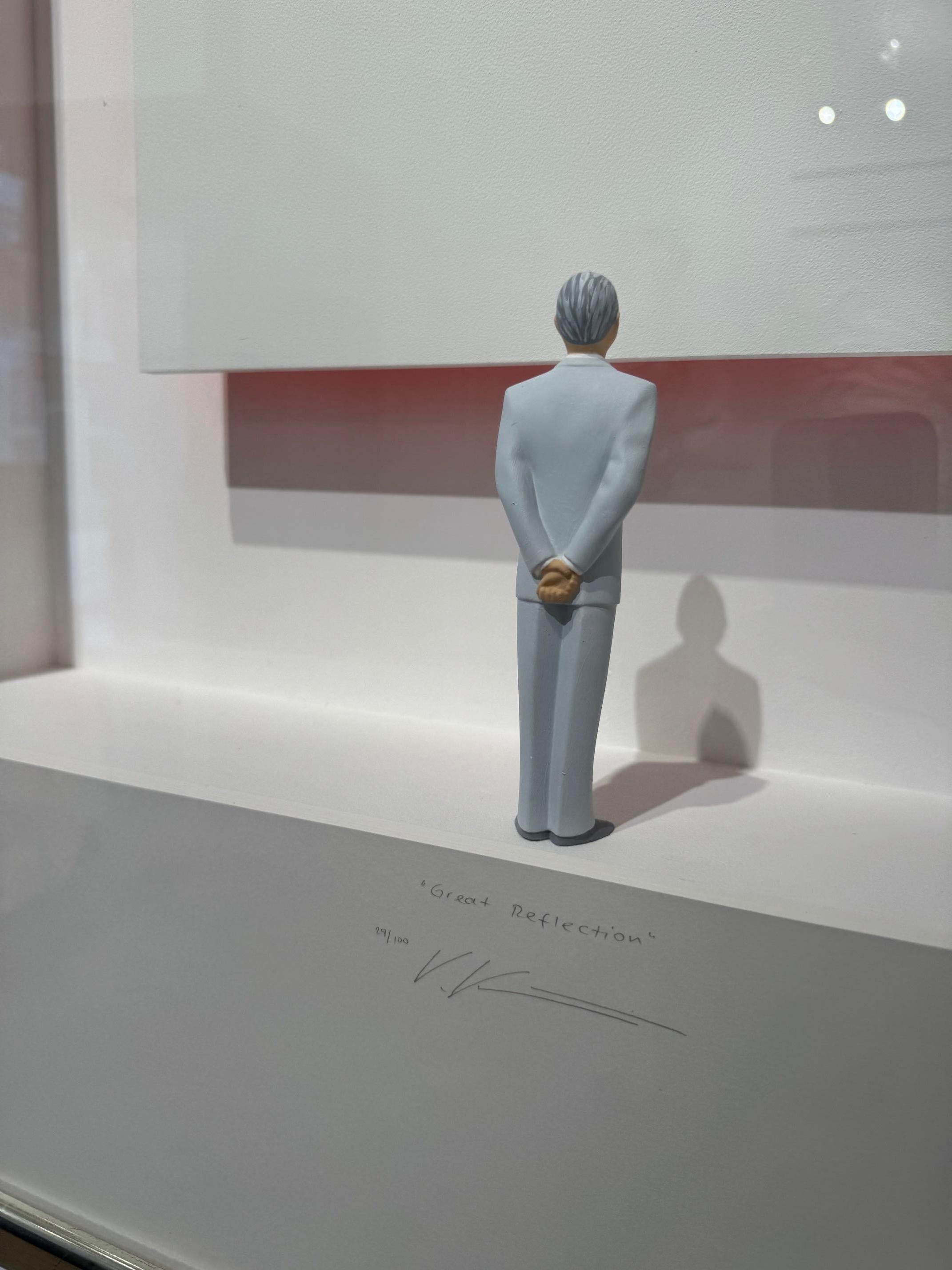 Great Reflection - œuvre d'art contemporaine minimaliste toile blanche avec reflet en vente 4