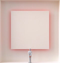 Great Reflection - zeitgenössisches minimalistisches Kunstwerk weiße Leinwand mit Reflexion