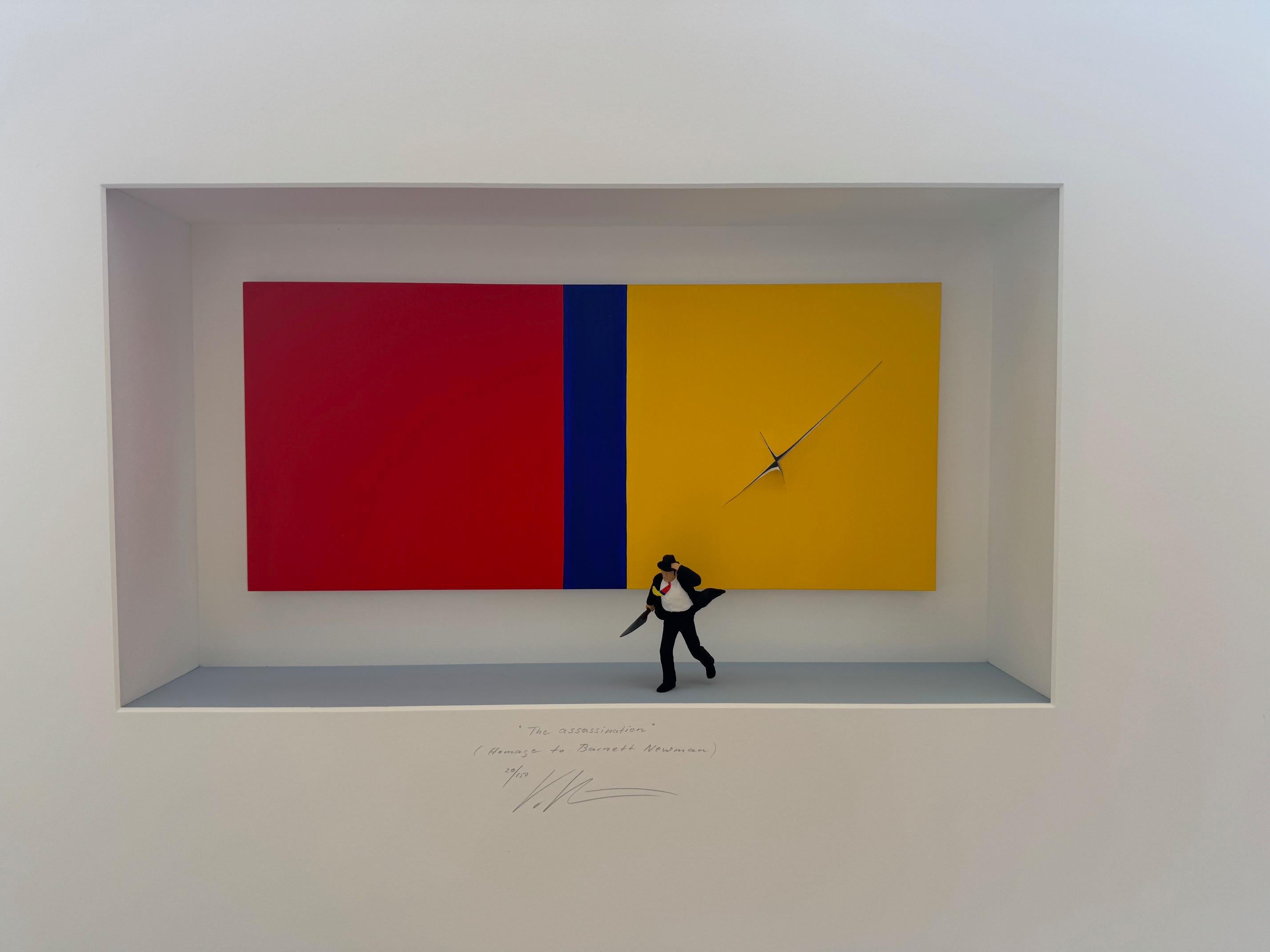 Hommage à Barnett Newman - art contemporain, design hommage à l'expressionnisme abstrait - Assemblage Mixed Media Art par Volker Kuhn