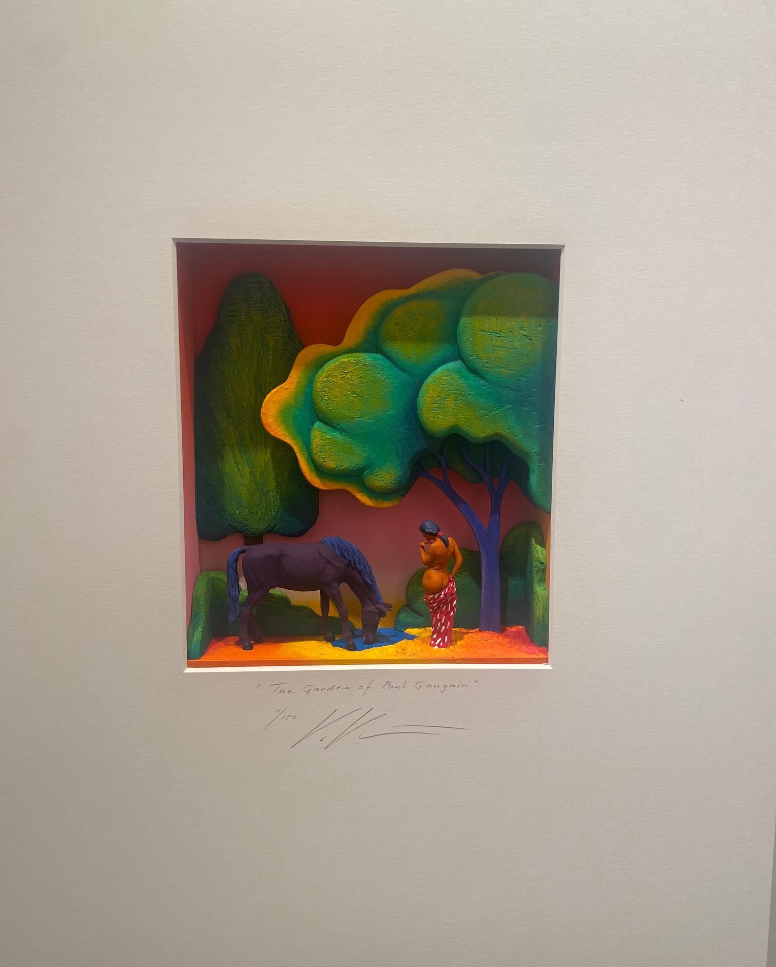Hommage an Gauguin - zeitgenössisches Kunstwerk, Design-Hommage an den fauvistischen Meister Gauguin (Assemblage), Mixed Media Art, von Volker Kuhn