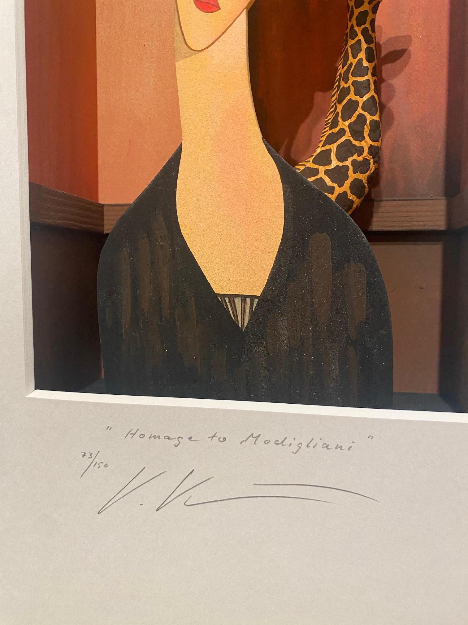 Hommage an Modigliani - Zeitgenössisches Kunstwerk, Design-Hommage an Amedeo Modigliani (Assemblage), Mixed Media Art, von Volker Kuhn